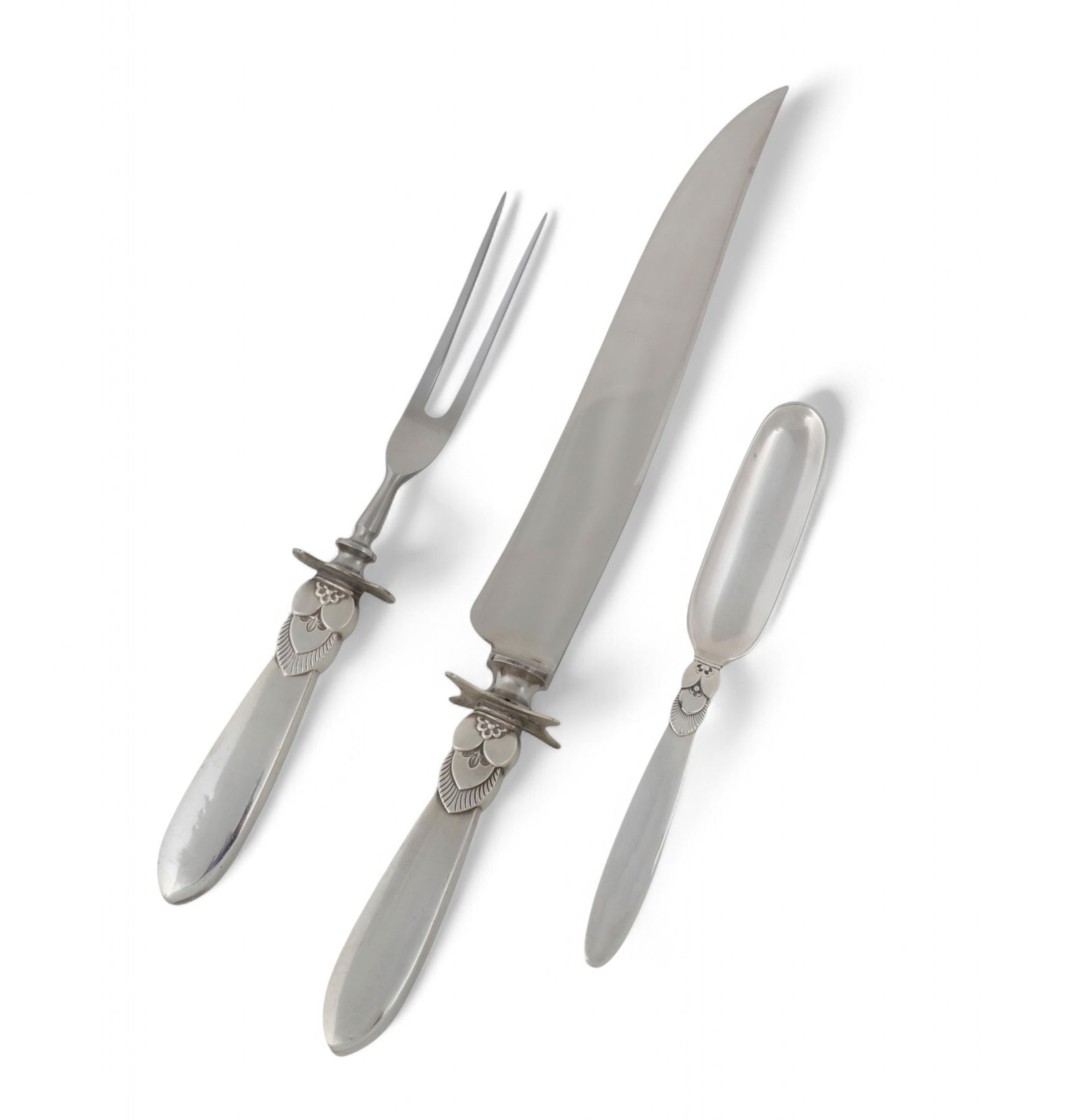 Three pieces of Georg Jensen sterling silver Cactus pattern serving flatware, 20th century (1 of 3)