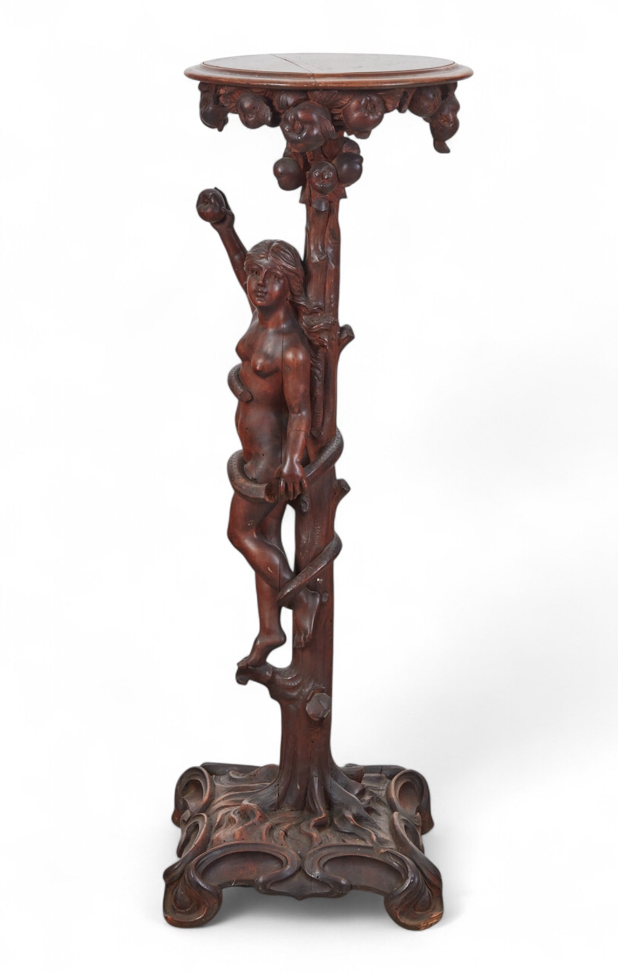 A Continental stained walnut figural pedestal, late 19th/early 20th century (1 of 7)