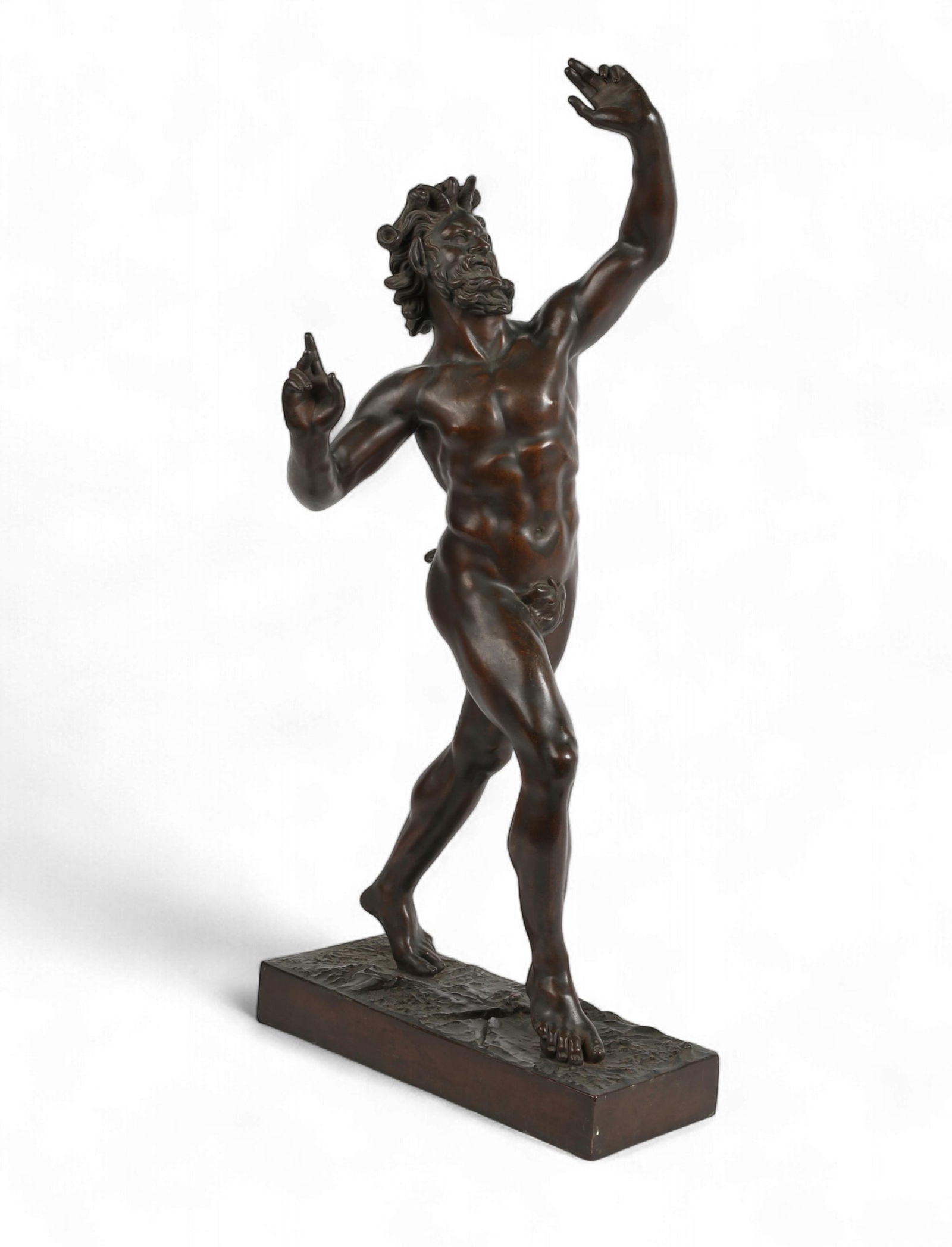 A Neoclassical style bronze patinated composition model of the Dancing Faun of Pompeii, post 1950 (1 of 4)
