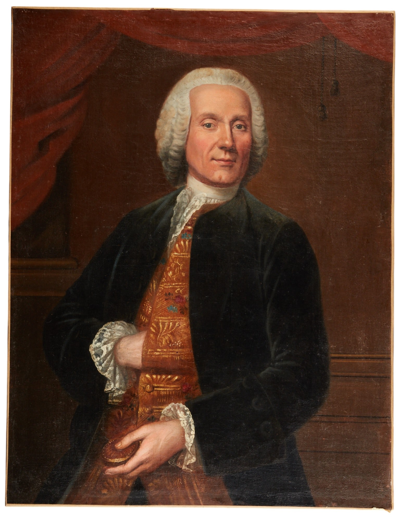 British School (18th century), Portrait of a gentleman, oil on canvas, 33 x 25 1/2 (84 x 65 cm): British School18th centuryPortrait of a gentlemanoil on canvas33 x 25 1/2 (84 x 65 cm) Provenance:Property from the Collection of Larry Bond, Utah.