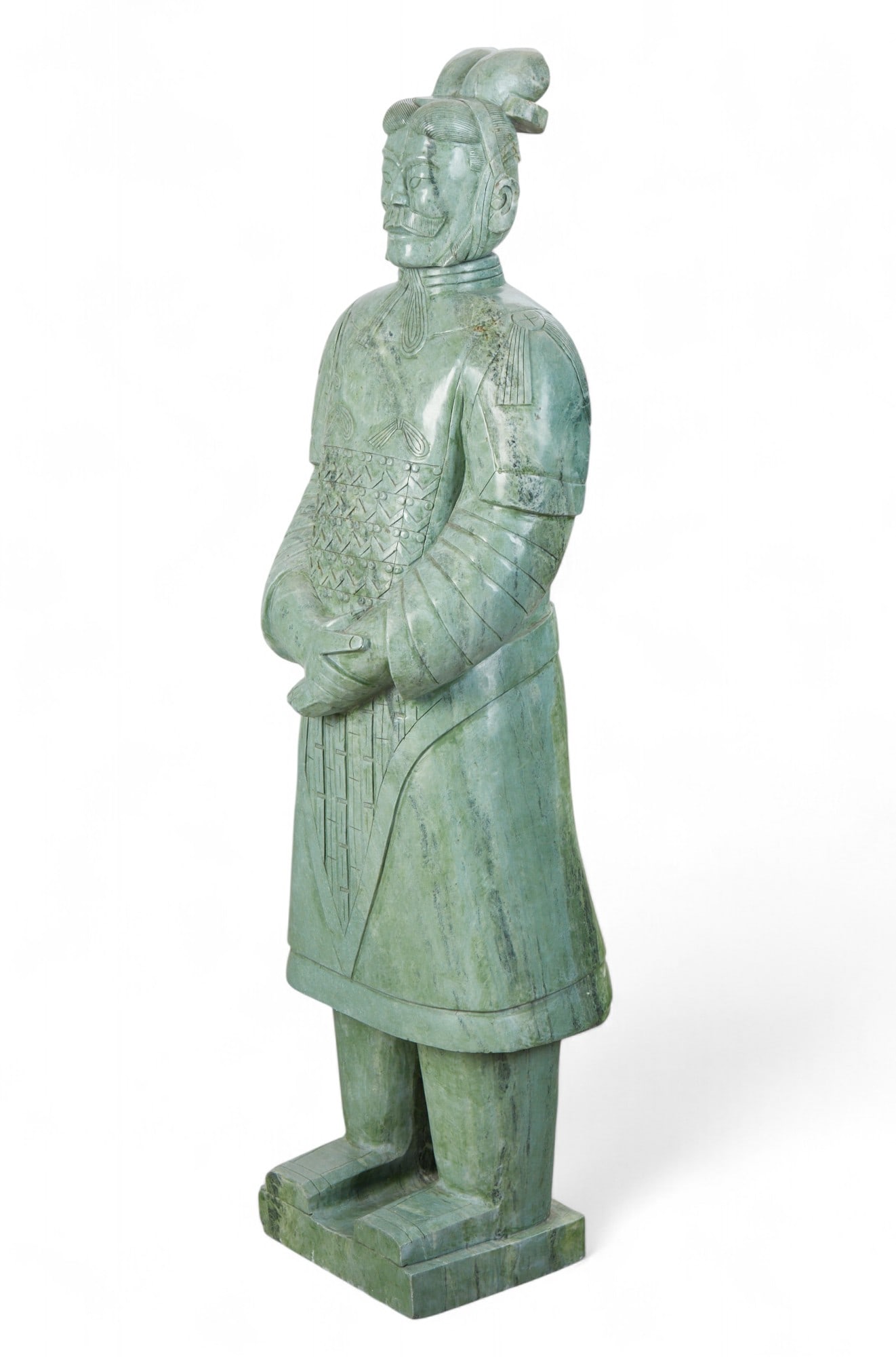 A near life size Chinese green stone model of a warrior (1 of 9)