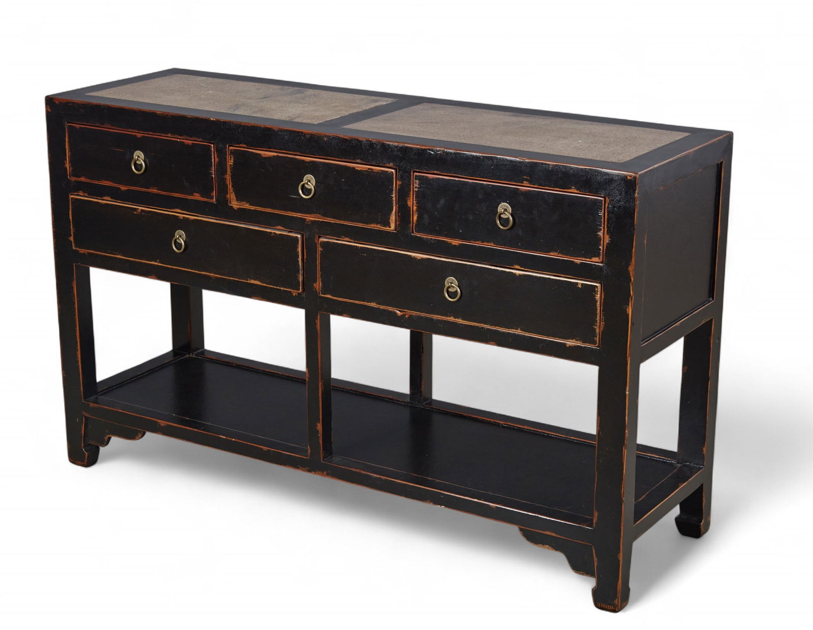 A Chinese marble inset ebonized console table (1 of 7)