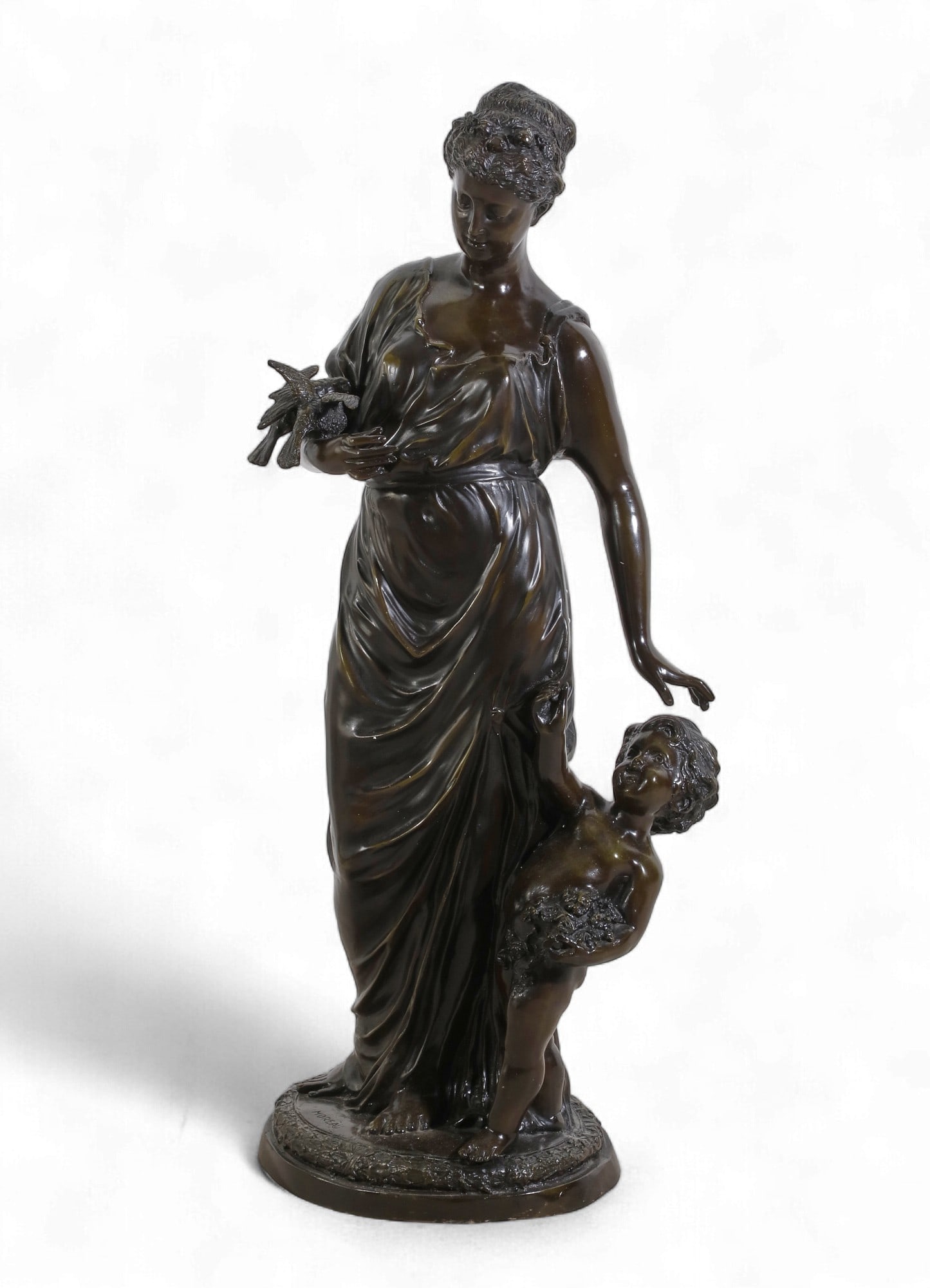 A large patinated bronze allegorical figural group emblematic of Spring, after Auguste Moreau (1 of 4)
