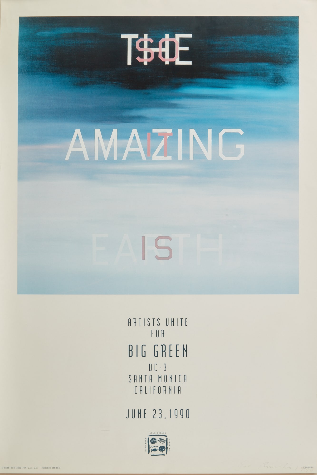 Ed Ruscha (American, b.1937), The Amazing Earth, offset on heavy poster paper (1 of 5)