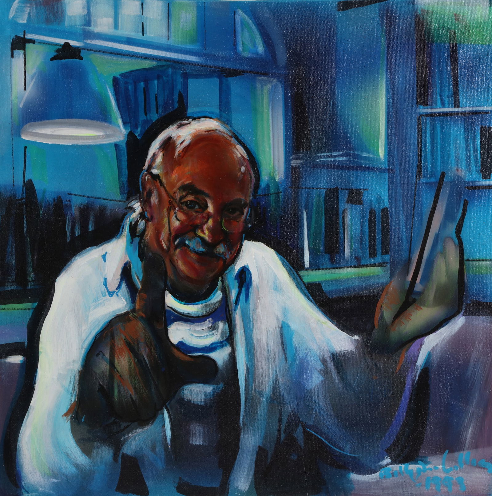 Billy Dee Williams (American, (b.1937), Portrait of Charles Bragg, 1993, acrylic on canvas: Billy Dee Williams(American, (b.1937))Portrait of Charles Bragg, 1993acrylic on canvassigned and dated to lower right as well as warmly inscribed, dated, and signed to Charles Bragg on the verso24 x 2