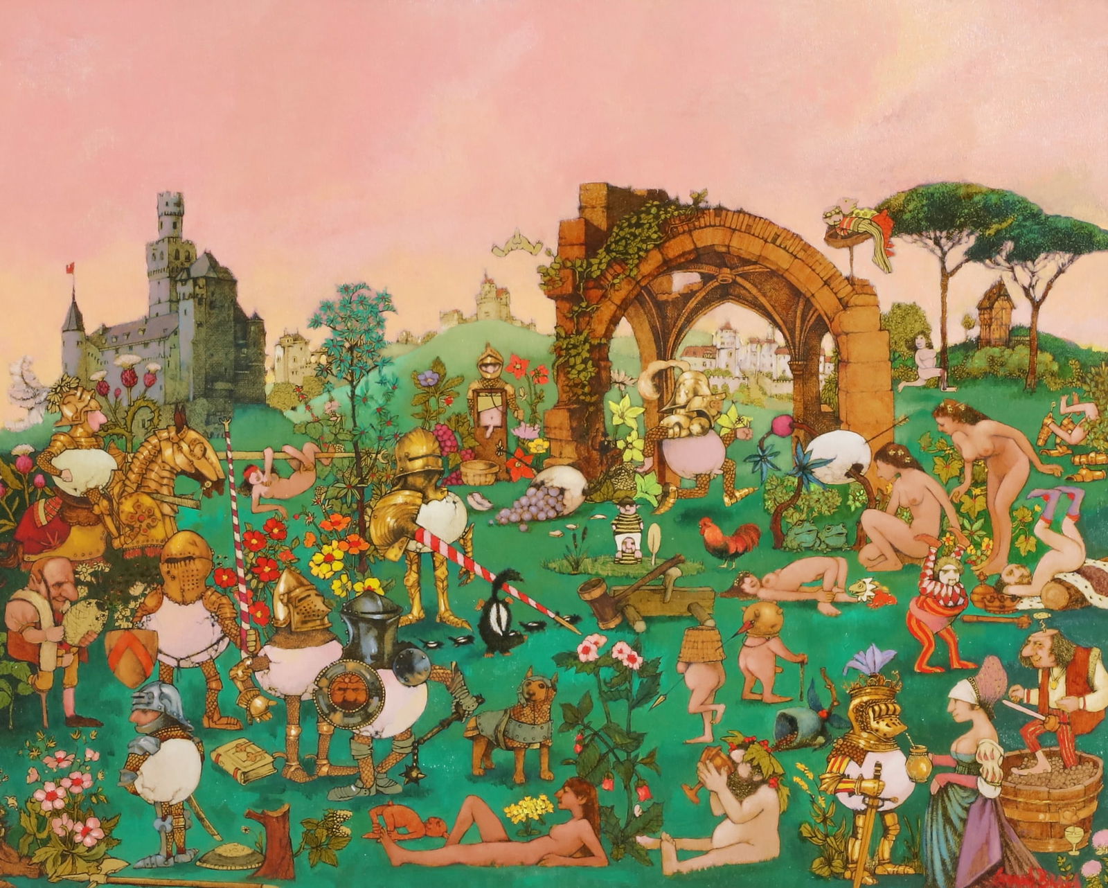 Charles Bragg (American, 1931-2017), Camelot, oil on stiff artists board, 17 x 21 in (43 x 53 cm): Charles Bragg(American, 1931-2017)Camelotoil on stiff artists boardsigned to lower right17 x 21 in (43 x 53 cm) Provenance:From the collection of the artist and the Charles B