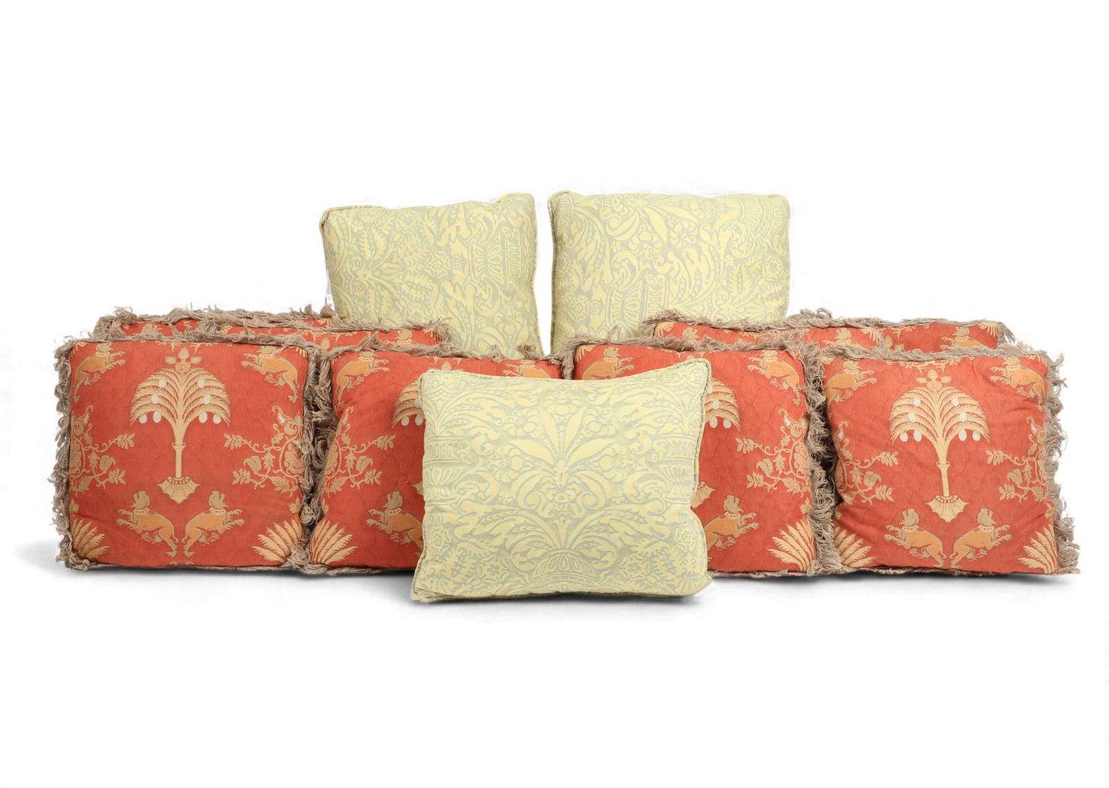 A group of twelve scatter cushions, Fortuny and other (1 of 3)