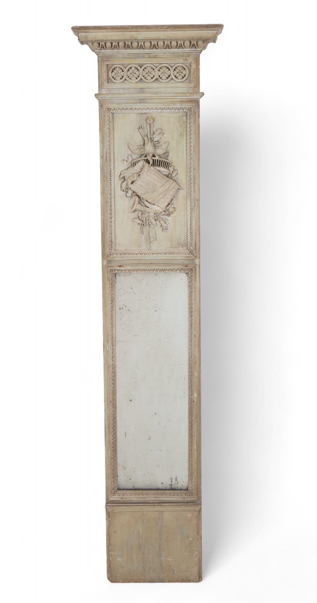 A Continental Neoclassical grey painted pier mirror, probably Baltic, late 18th century (1 of 4)