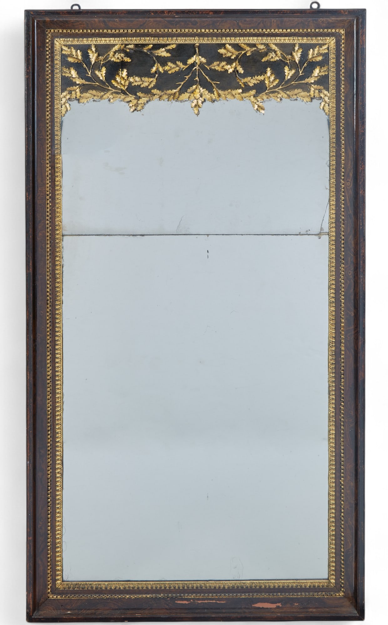 A Continental parcel gilt and faux grain painted mirror, 19th century (1 of 5)