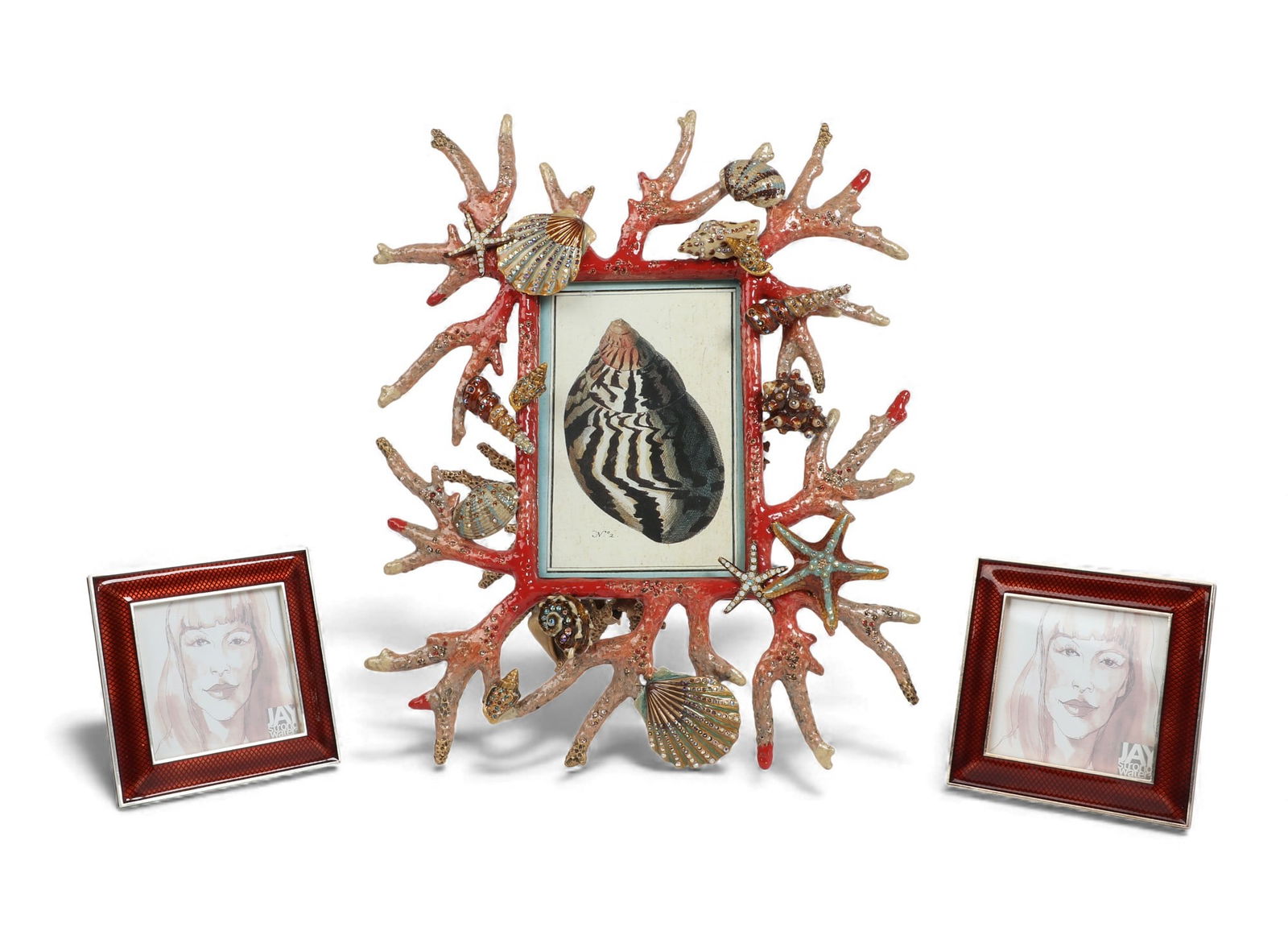 A Jay Strongwater  jeweled  enamel Grotto picture frame, modern (1 of 3)