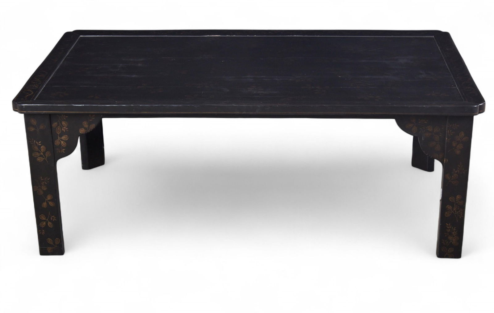A gilt decorated black lacquered coffee / cocktail table, modern (1 of 9)