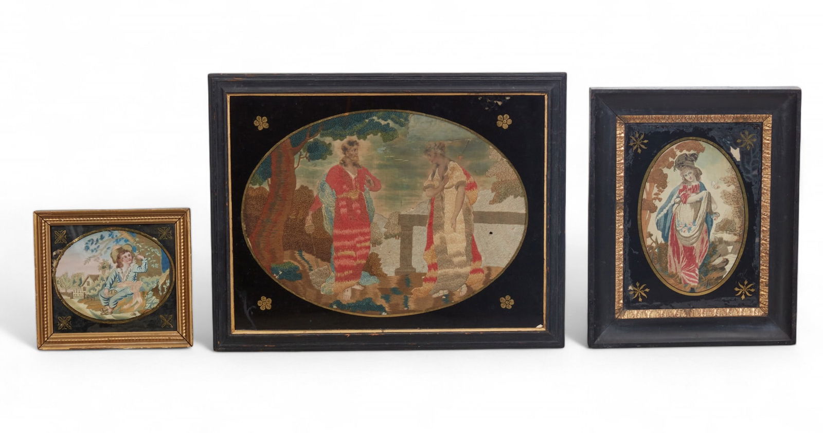Three English silkwork panels, 19th century (1 of 5)