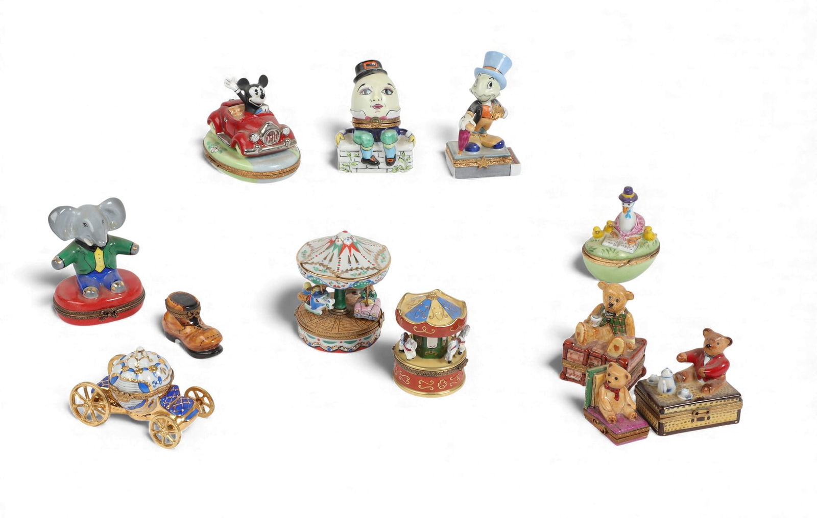 A collection of twelve Limoges porcelain figural trinket boxes, 20th century (1 of 8)