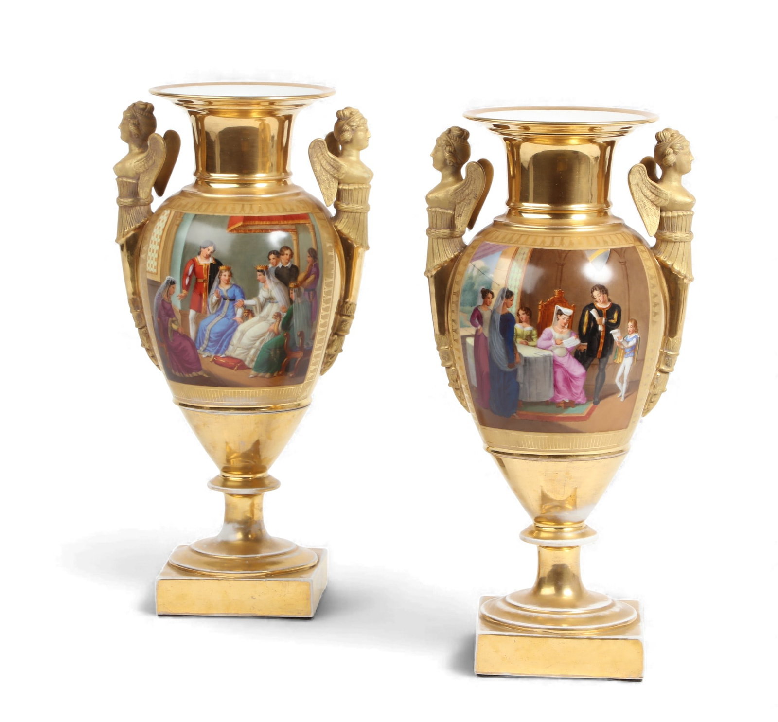 A pair of Paris porcelain gilt ground vases, mid-19th century (1 of 5)