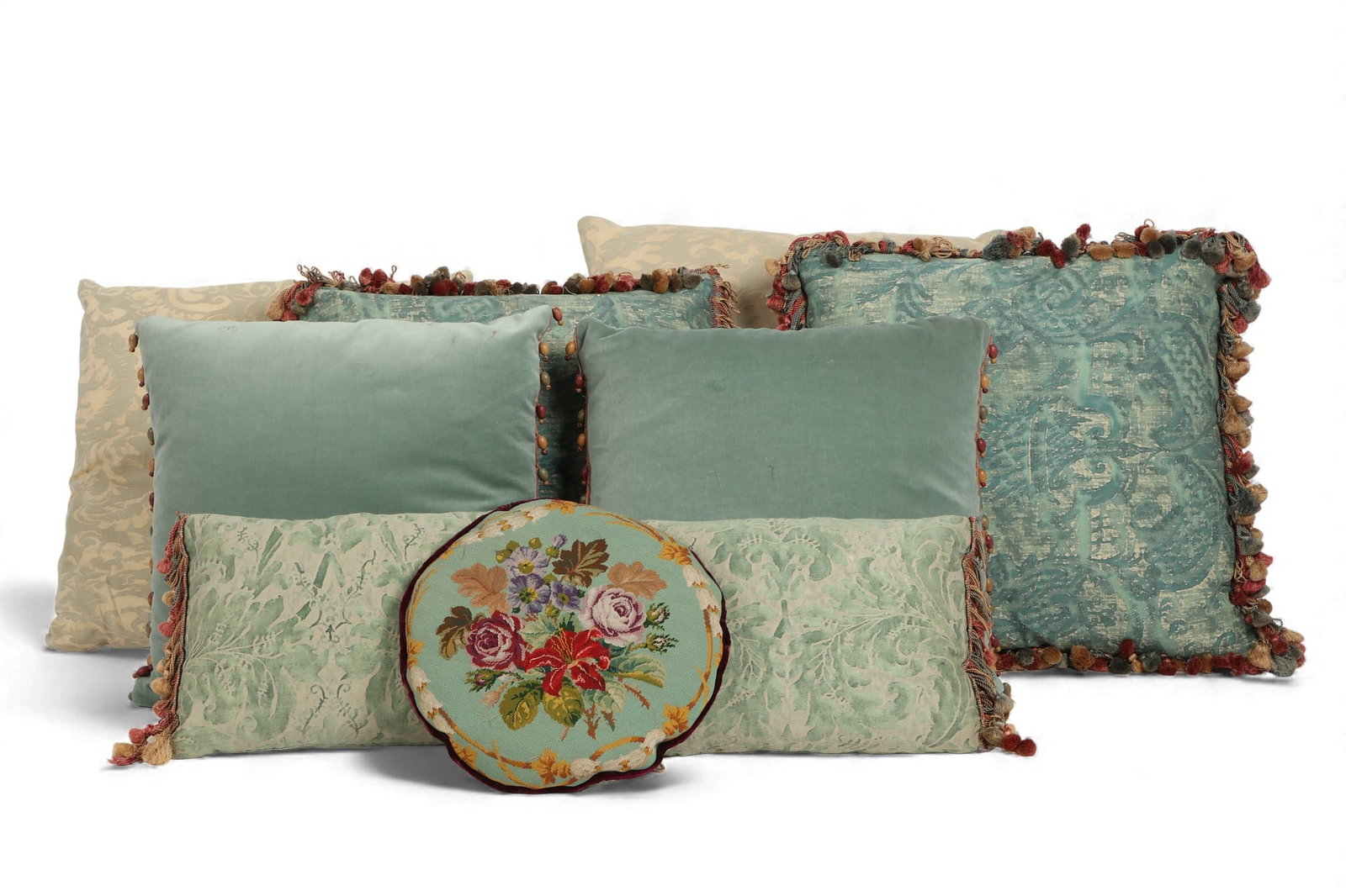 A group of nine scatter cushions, Fortuny and other (1 of 4)
