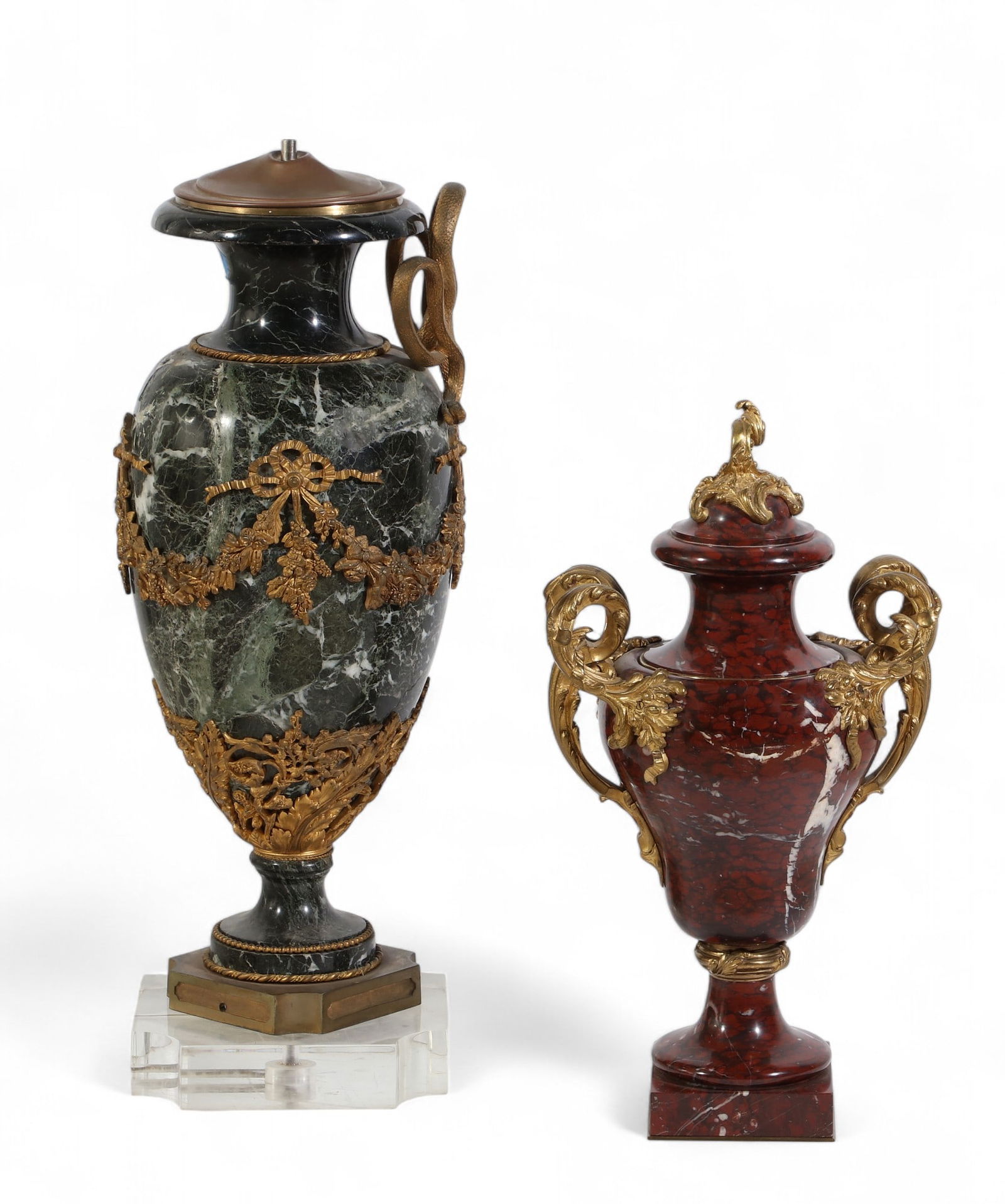 Two Louis XVI style gilt bronze mounted marble vases, post 1950 (1 of 7)