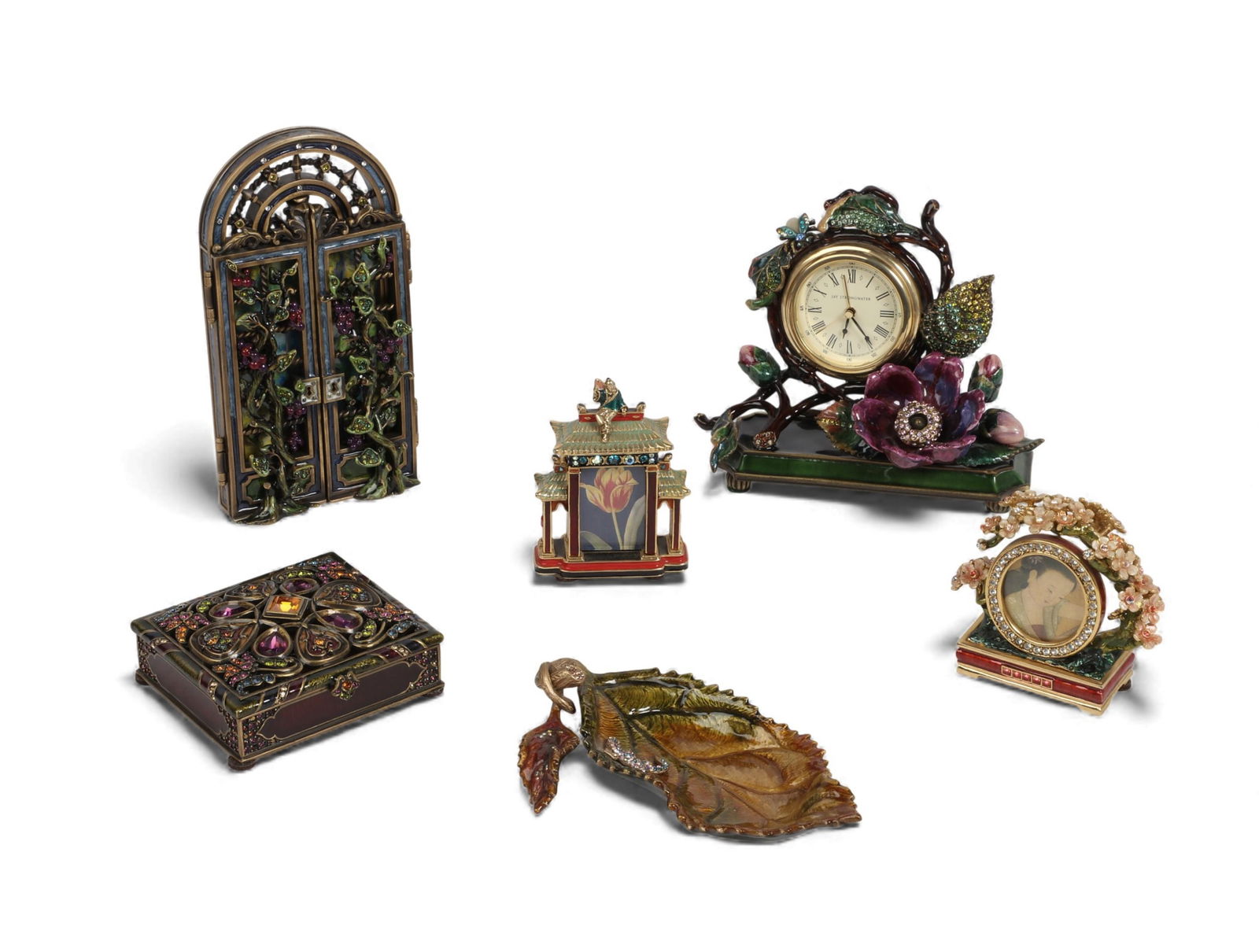 A group of six Jay Strongwater  jeweled  enamel table decorations, modern (1 of 14)