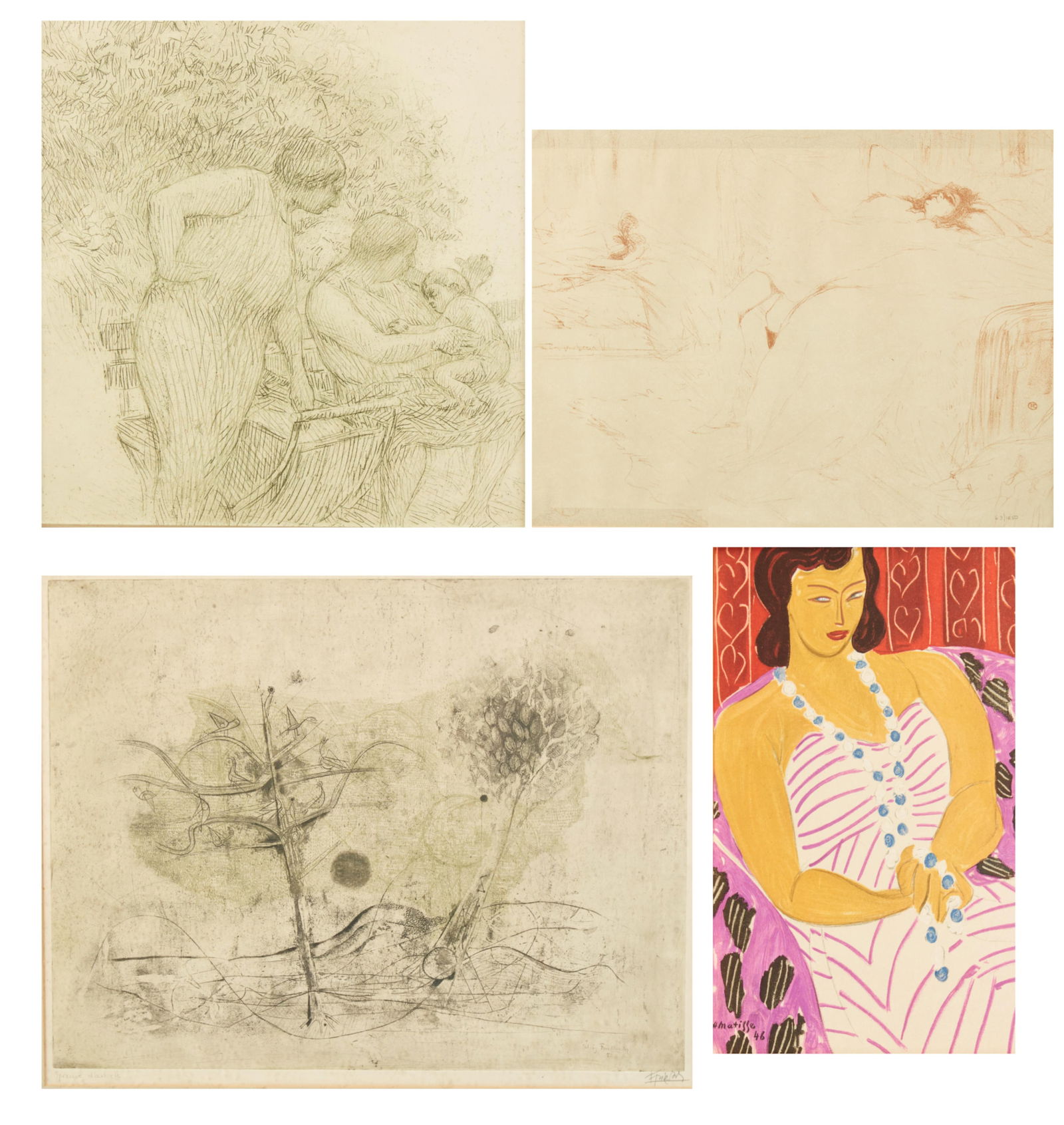 Four framed prints: Toulouse-Lautrec, Altman, Friedlaedner, and Matisse (1 of 19)