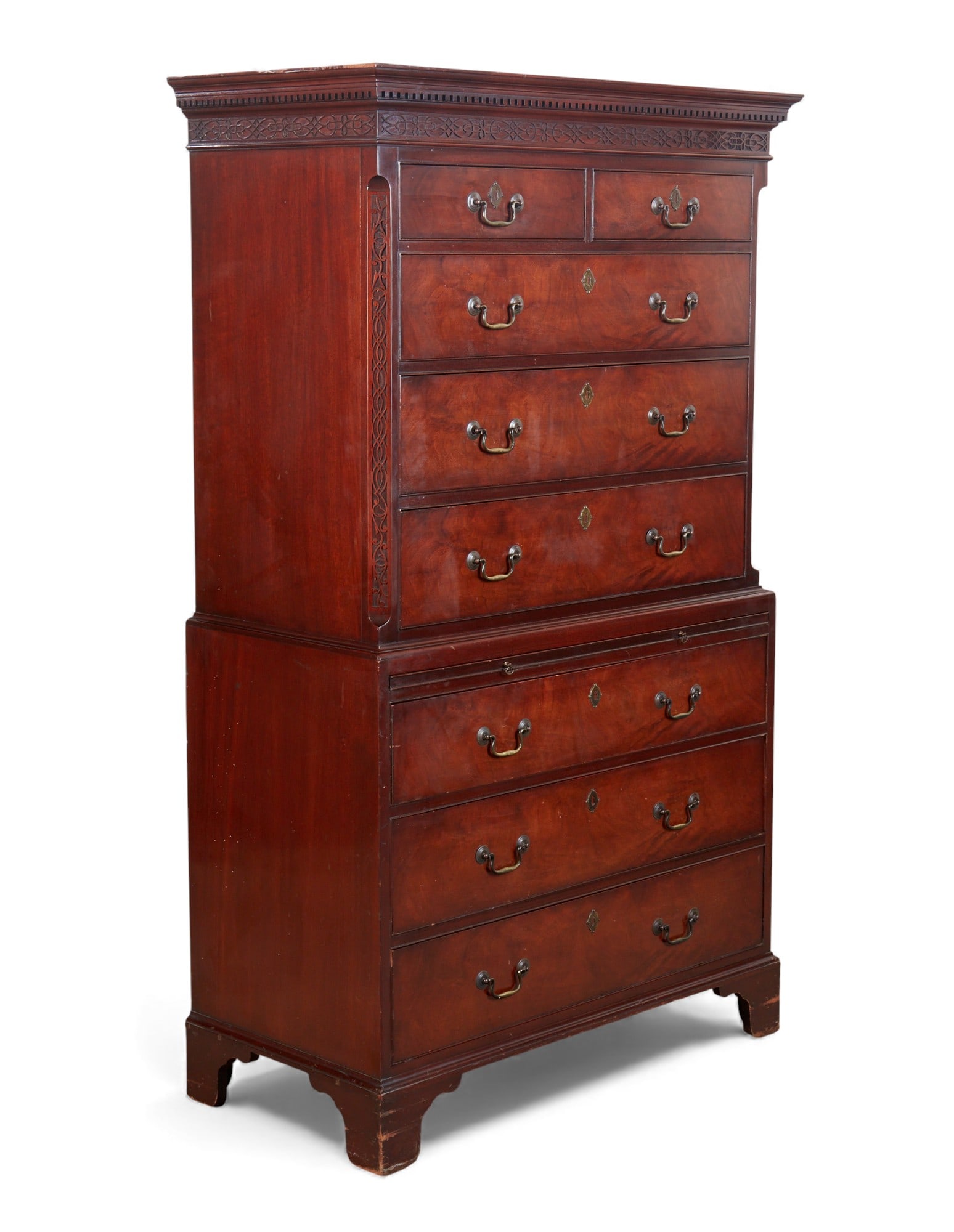 A chippendale style mahogany chest on chest (1 of 8)