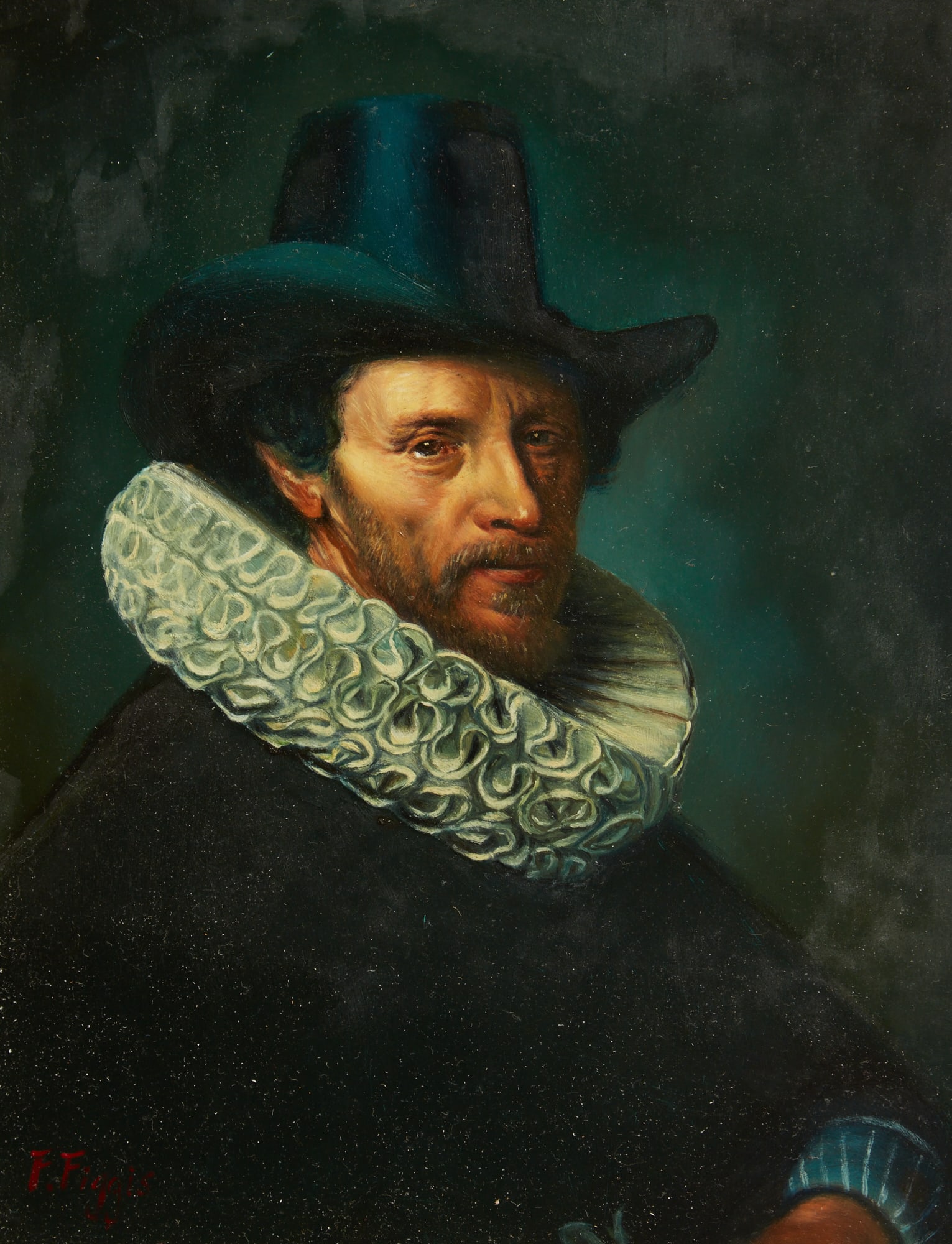 After Nicolaes Eliasz Pickenoy (Dutch, 1588-1653/56), Portrait of a man in a black hat, oil on (1 of 3)