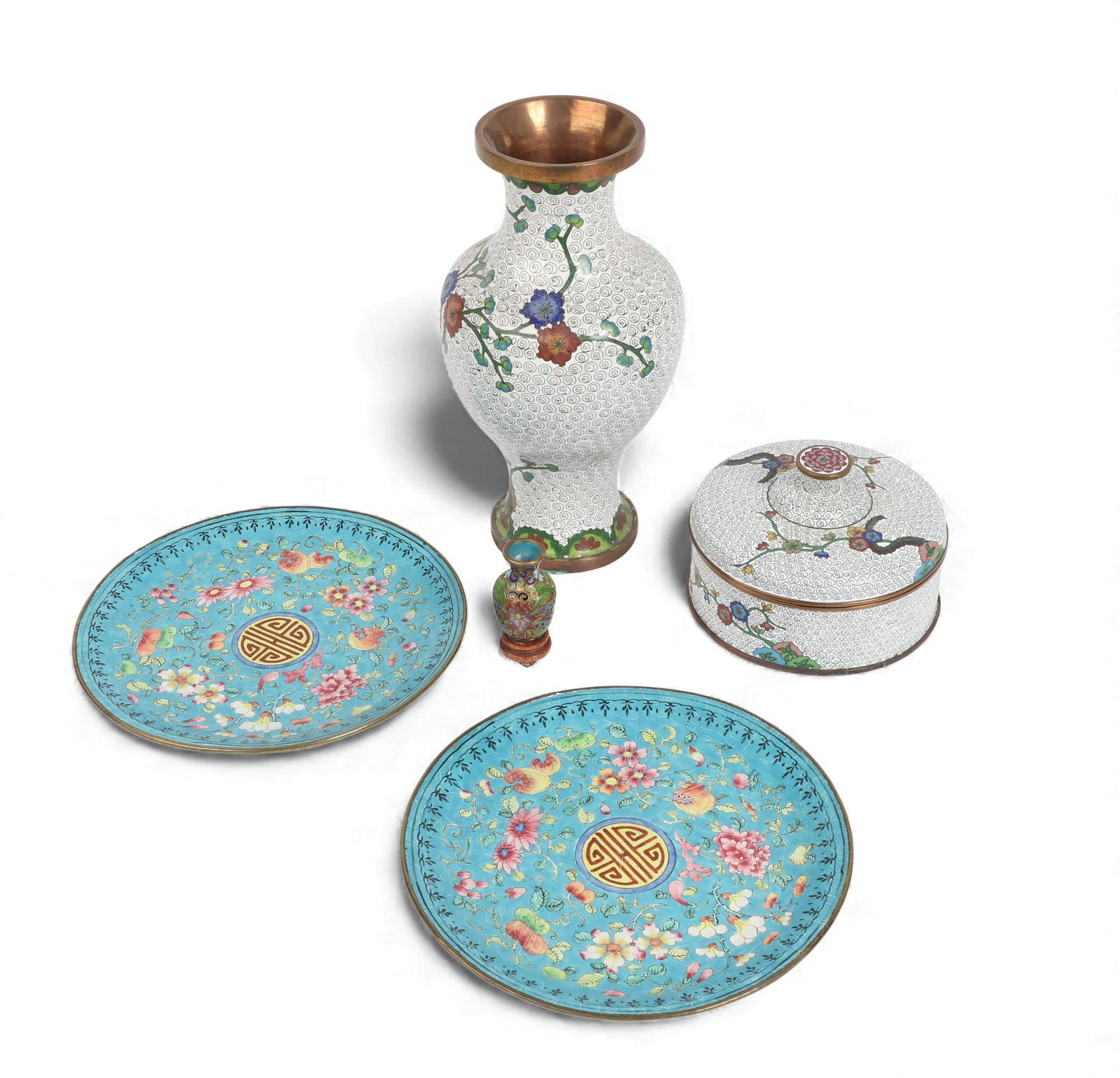 A group of five Chinese cloisonne table articles (1 of 3)