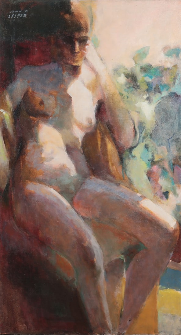 John Porter Leeper (American, 1909-1985), Early shadow, oil on canvas, 36 x 20in (91.5 x 51cm) (1 of 8)