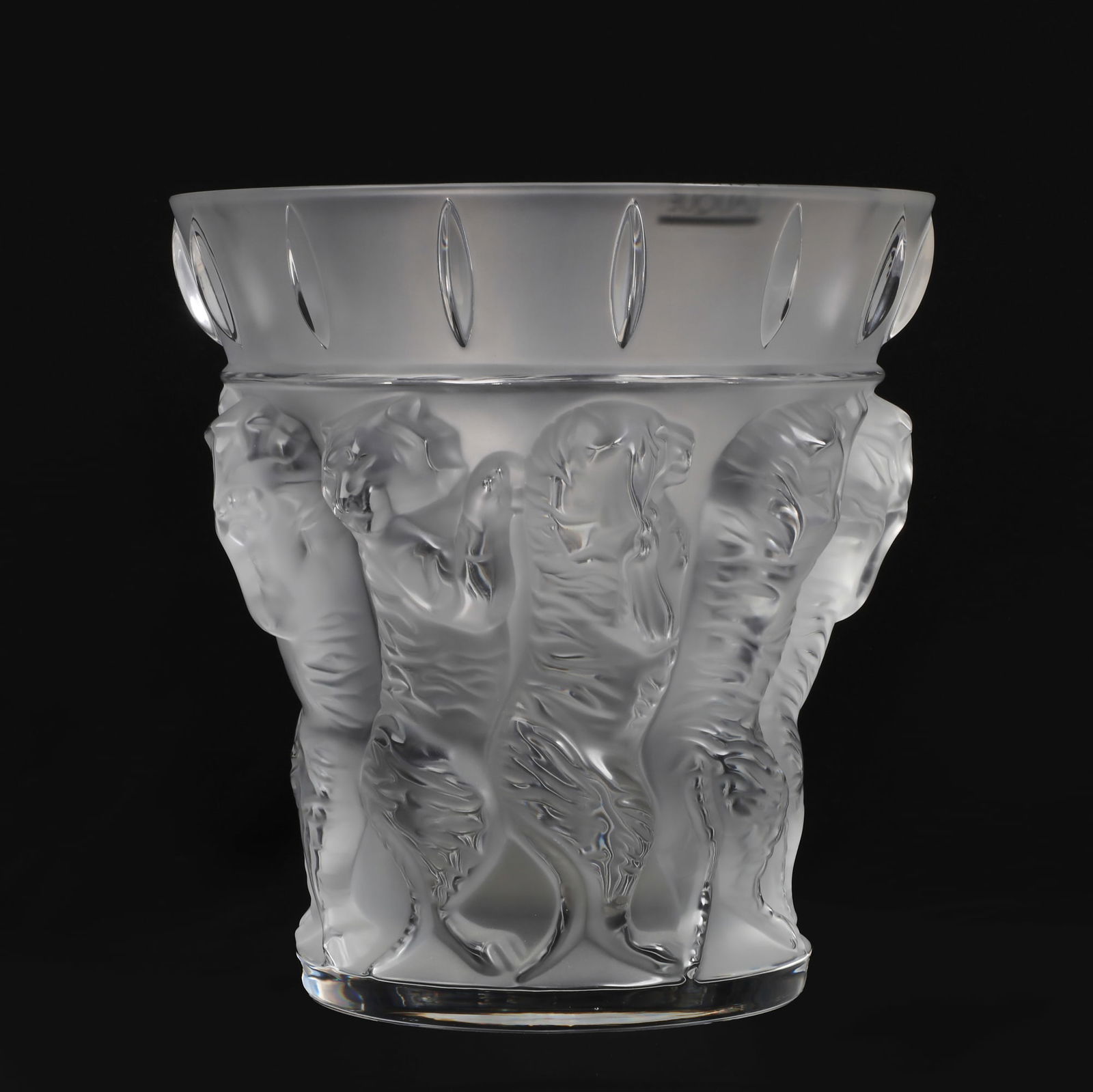 A Lalique frosted and clear glass vase: Tigers (1 of 5)