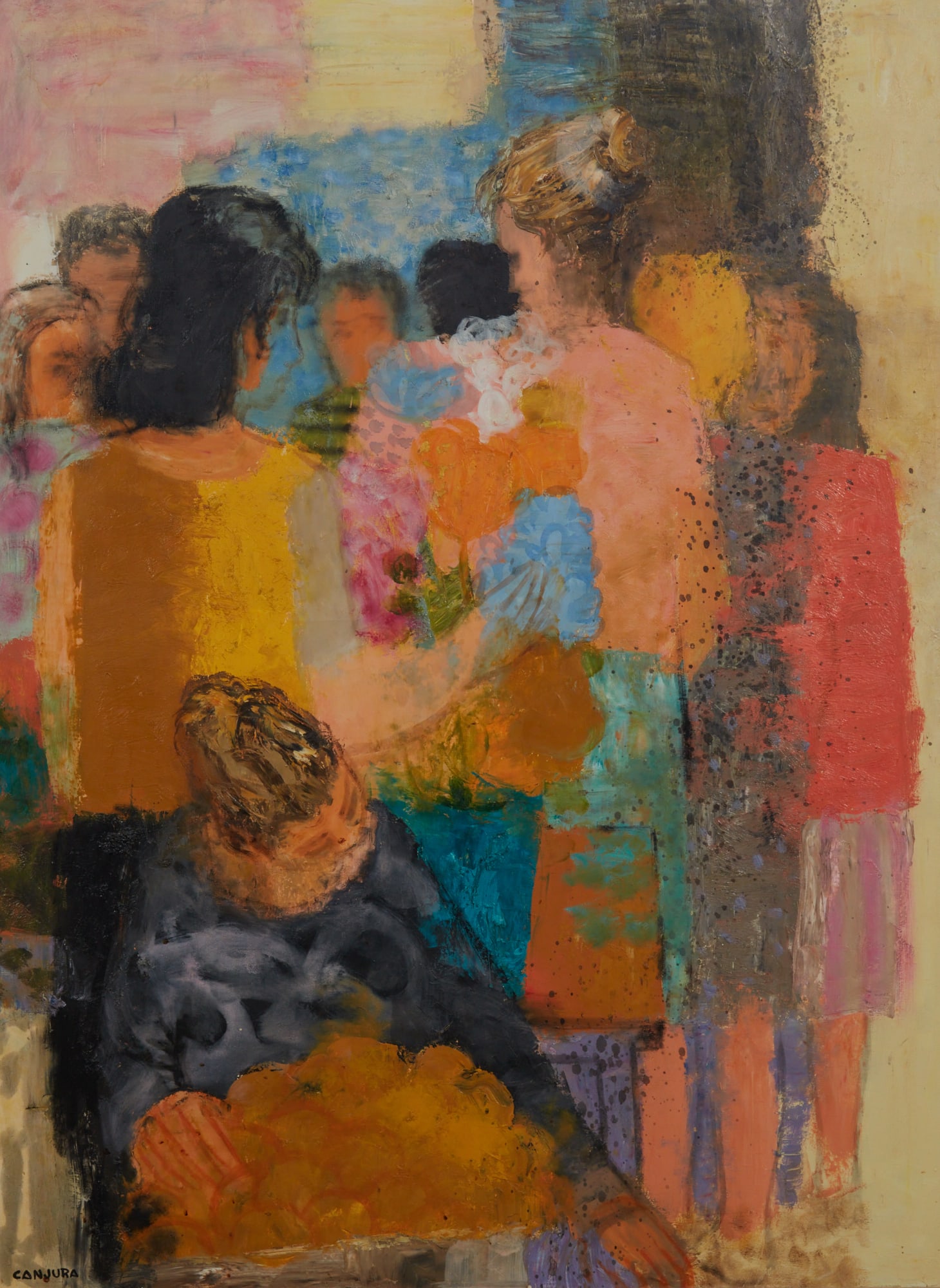 Noe Cajura (El Salvador, El Salvador, 1922 - France, 1970), School Children (La Escuela), oil on (1 of 5)