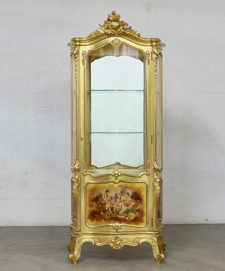 A Louis XV style giltwood and Vernis Martin vitrine cabinet, 20th century (1 of 8)