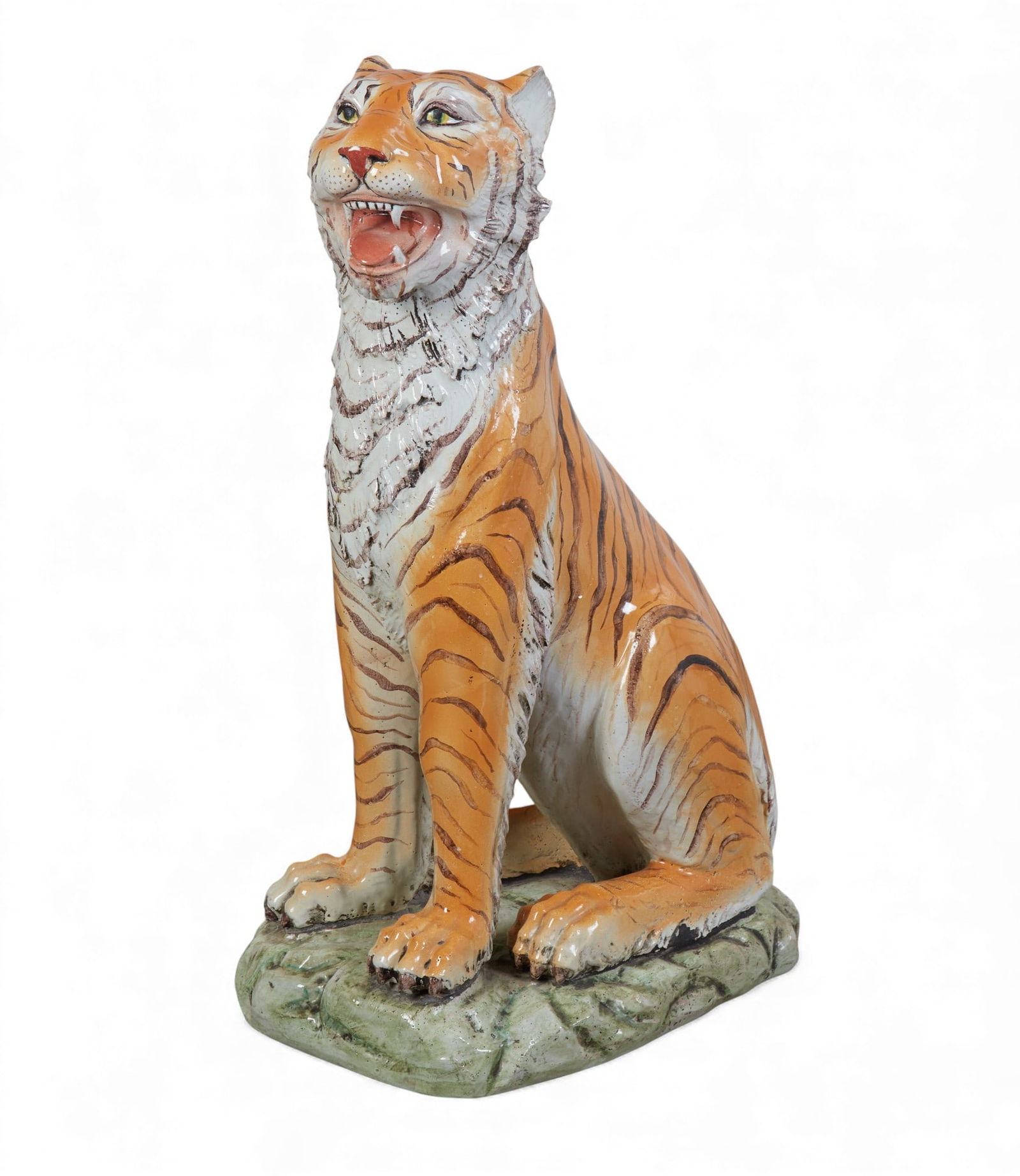 An Italian hand painted terracotta life size tiger signed Nucci and dated 1967 (1 of 6)