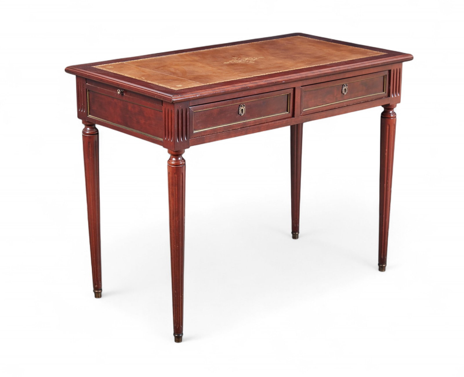 A Directoire style brass mounted mahogany bureau plat, modern (1 of 9)