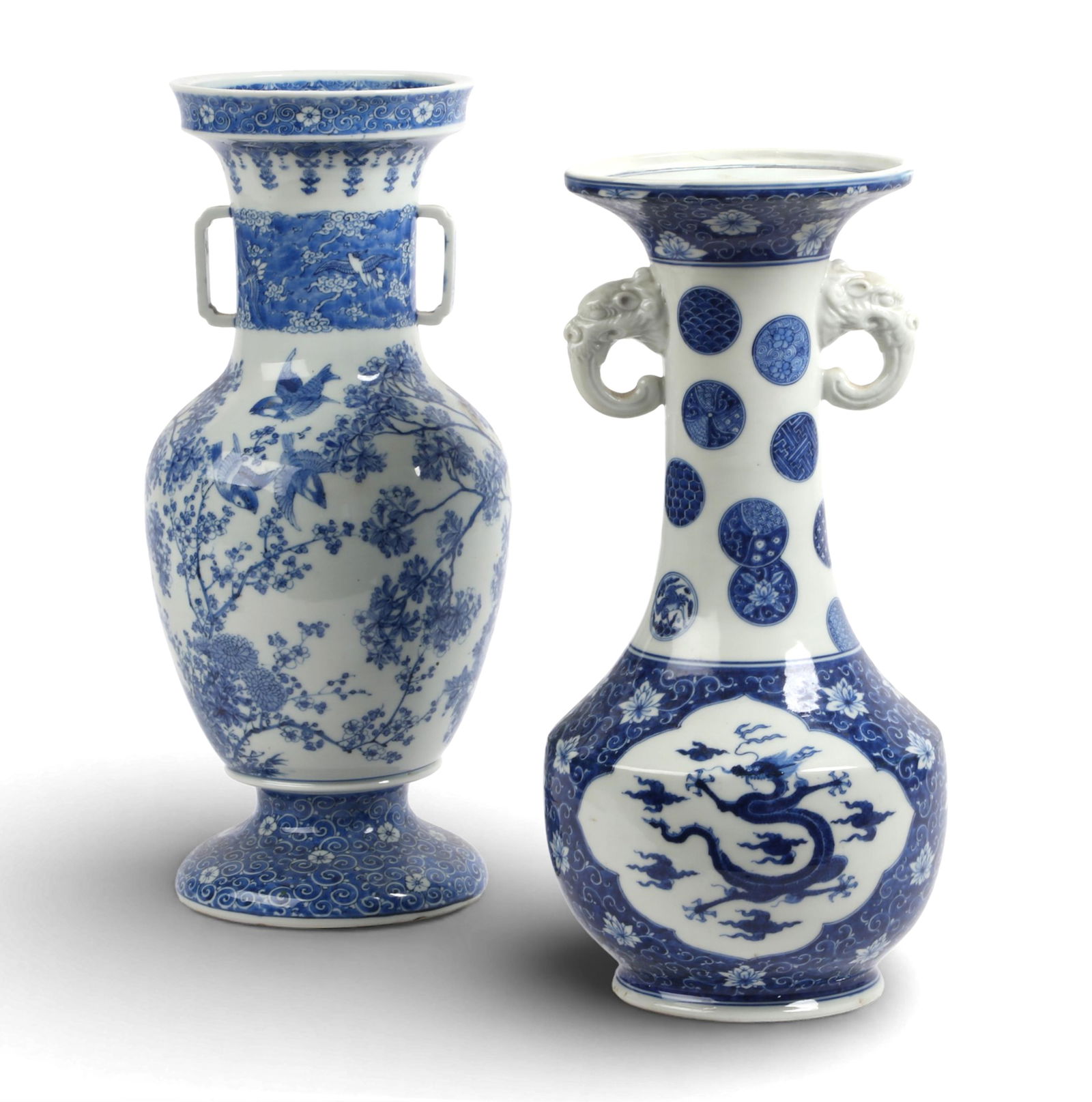 Two Asian blue and white glazed porcelain vases (1 of 5)