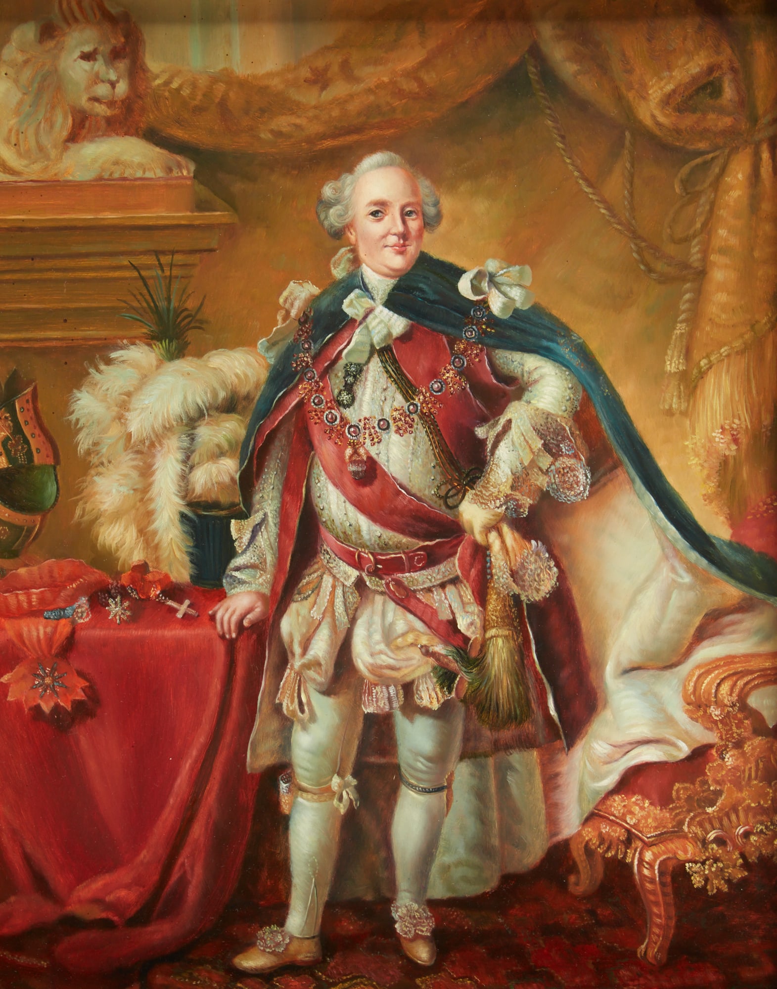 After Johan Georg Ziesenis, Portrait of Charles William Ferdinand, Duke of Brunswick, oil on panel (1 of 4)