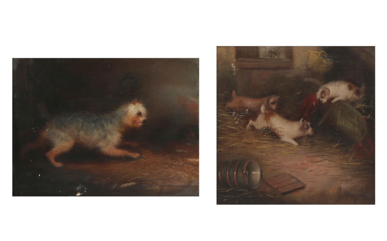 George Armfield (British, 1810-1893), Terriers ratting; another single terrier (2) (1 of 5)
