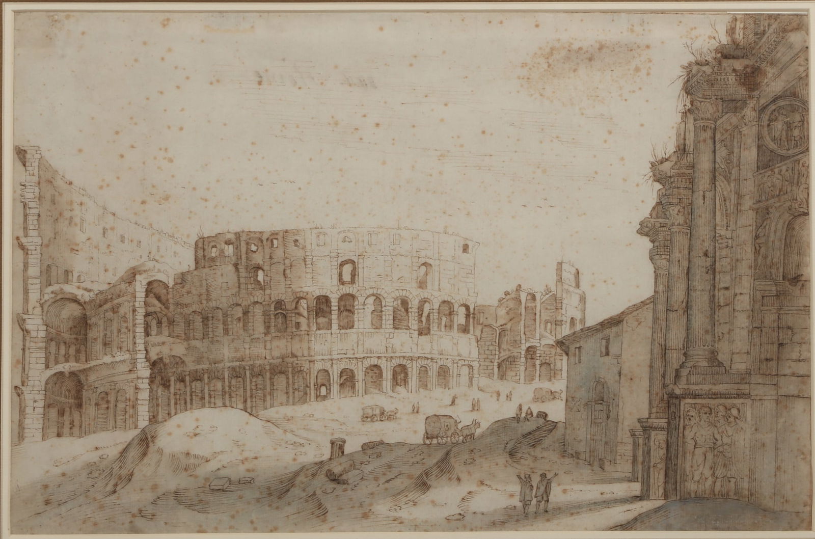 Italian School (17th/18th century), View of the Colosseum, Rome, ink and wash on paper (1 of 3)