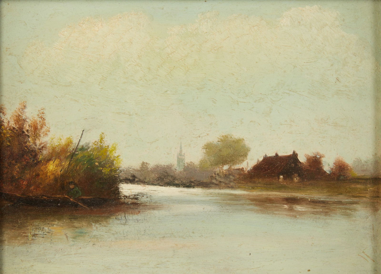 Attributed to Wilhelm B Tholen (Dutch, 1860-1931), On the waterways of Holland (Paysage hollandais) (1 of 7)