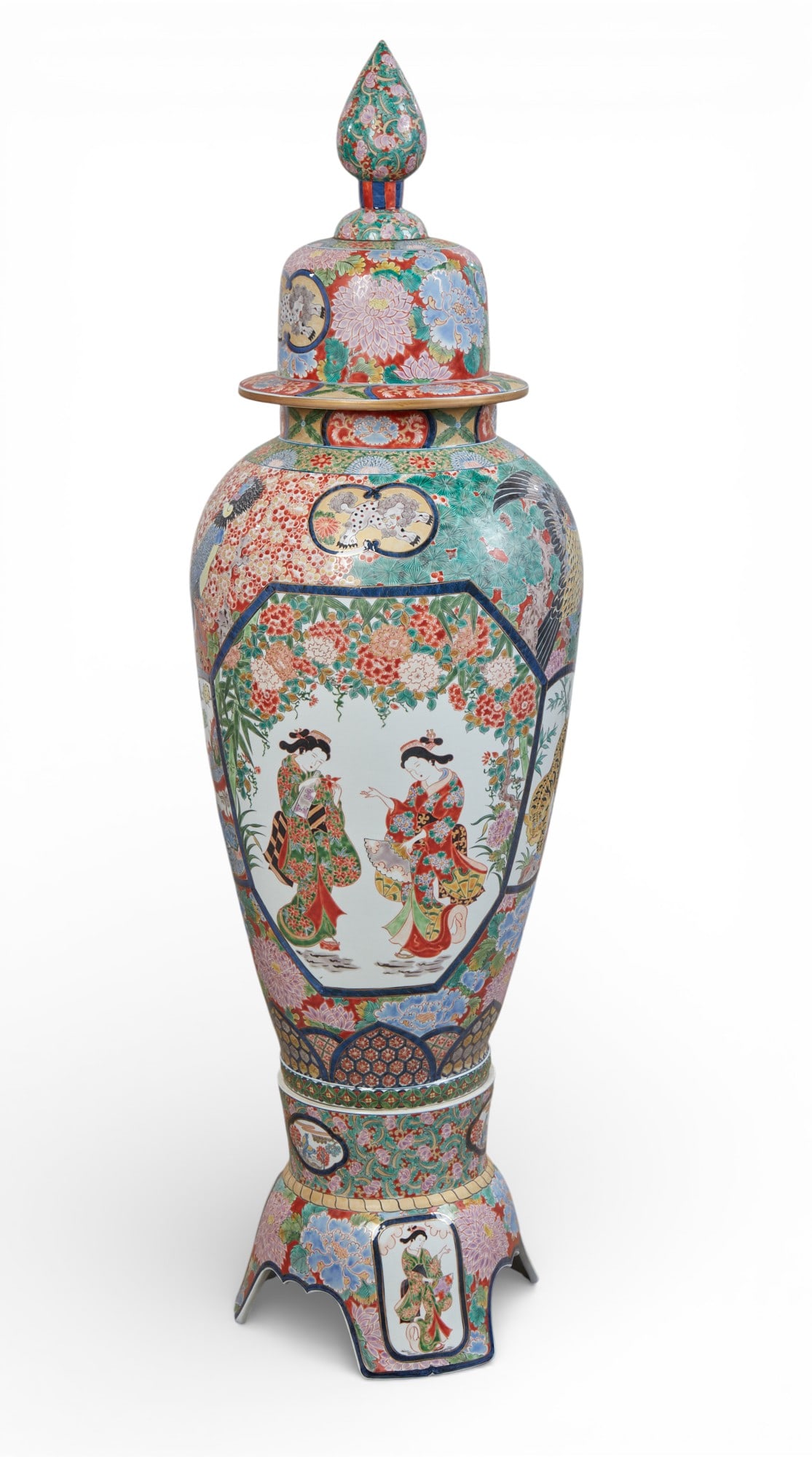 A monumental Japanese satsuma covered vase on stand (1 of 6)