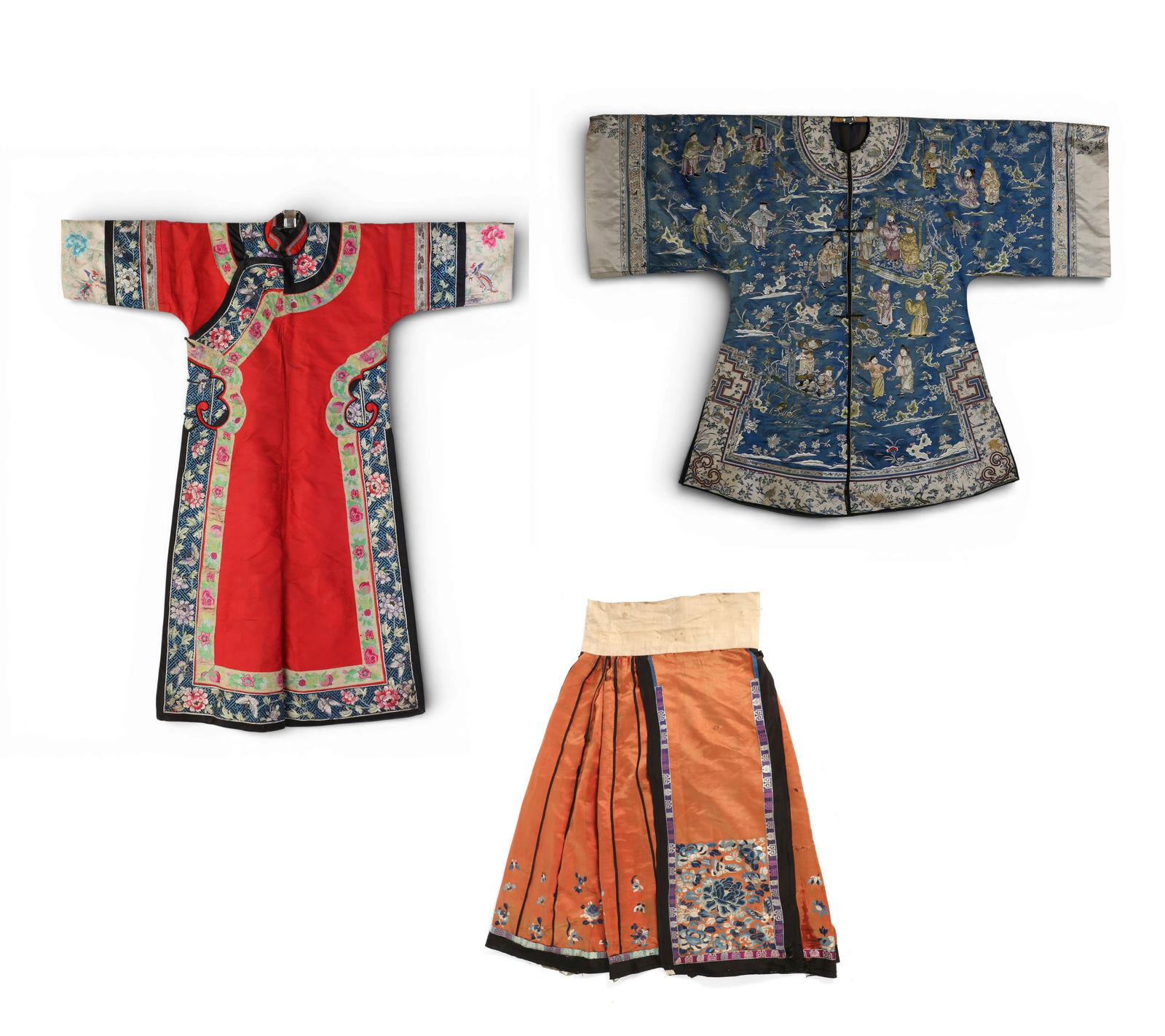 A group of three Chinese silk embroidered textiles (1 of 15)