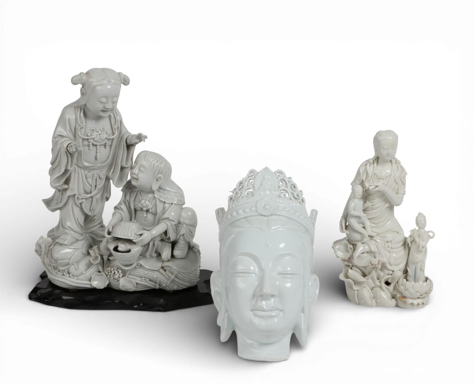 Three Asian dehua porcelain figural decorations (1 of 6)