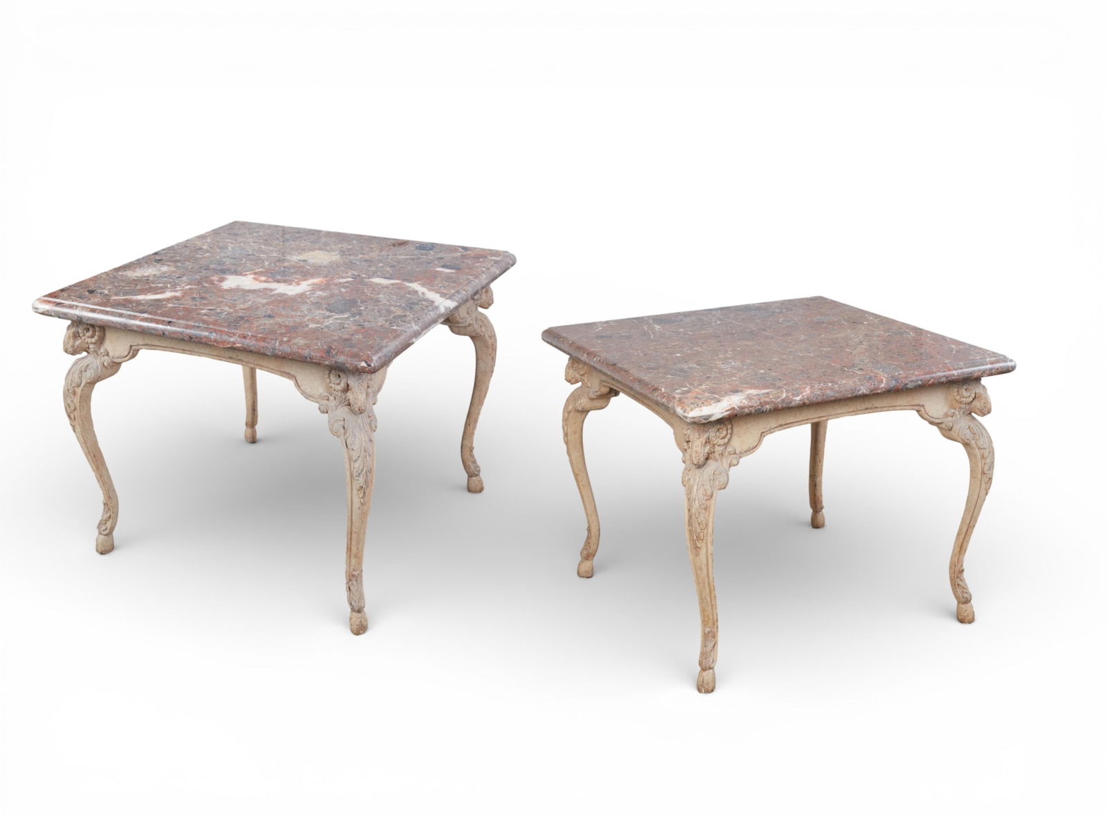 A pair of Neoclassical style paint decorated tables with marble tops, modern (1 of 12)