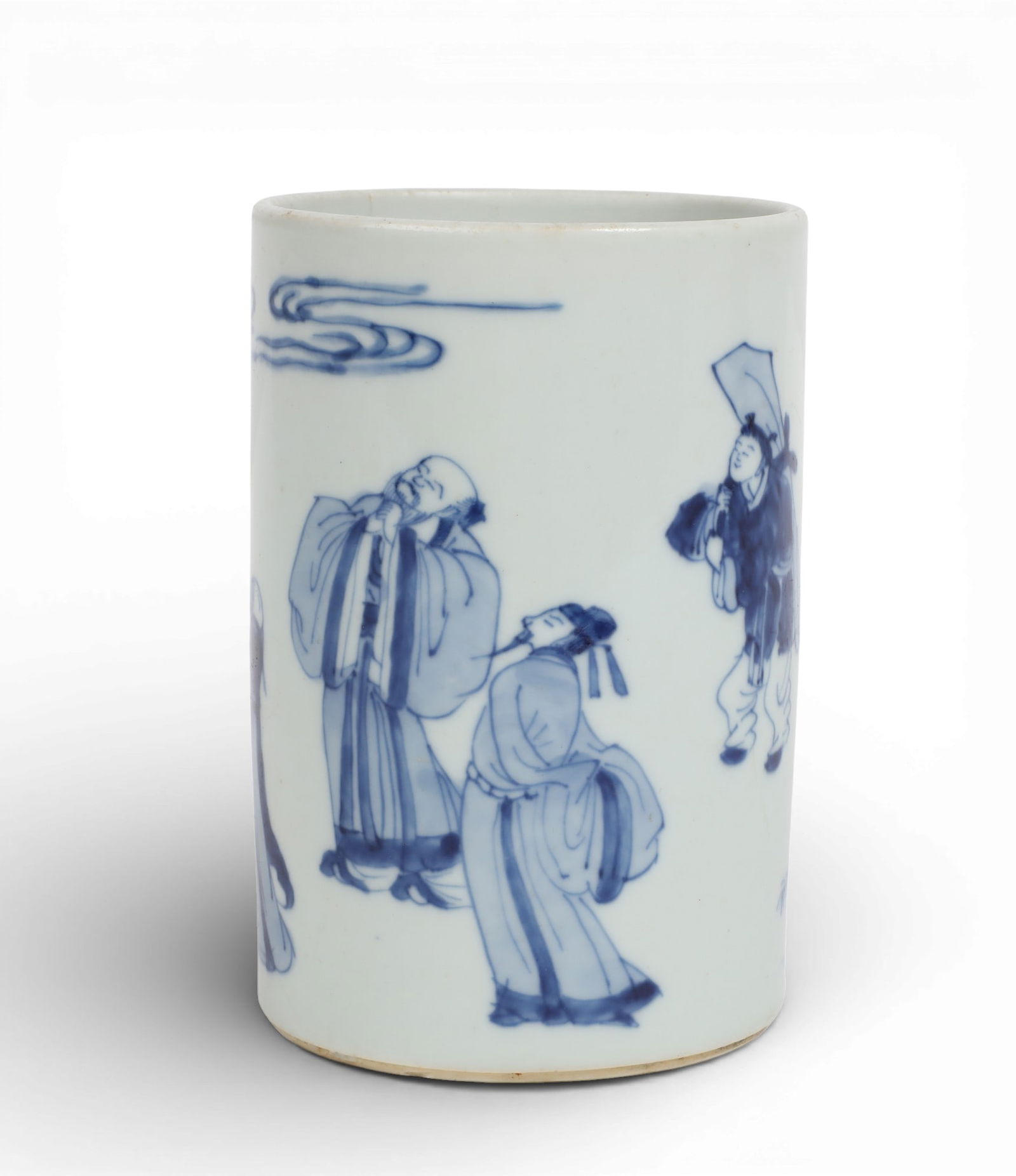 A Chinese blue and white porcelain brush pot (1 of 4)