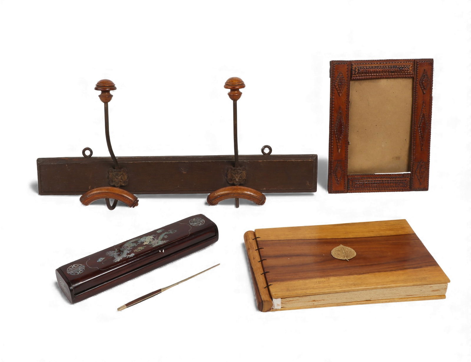 An assembled four piece group of treen objects (1 of 4)