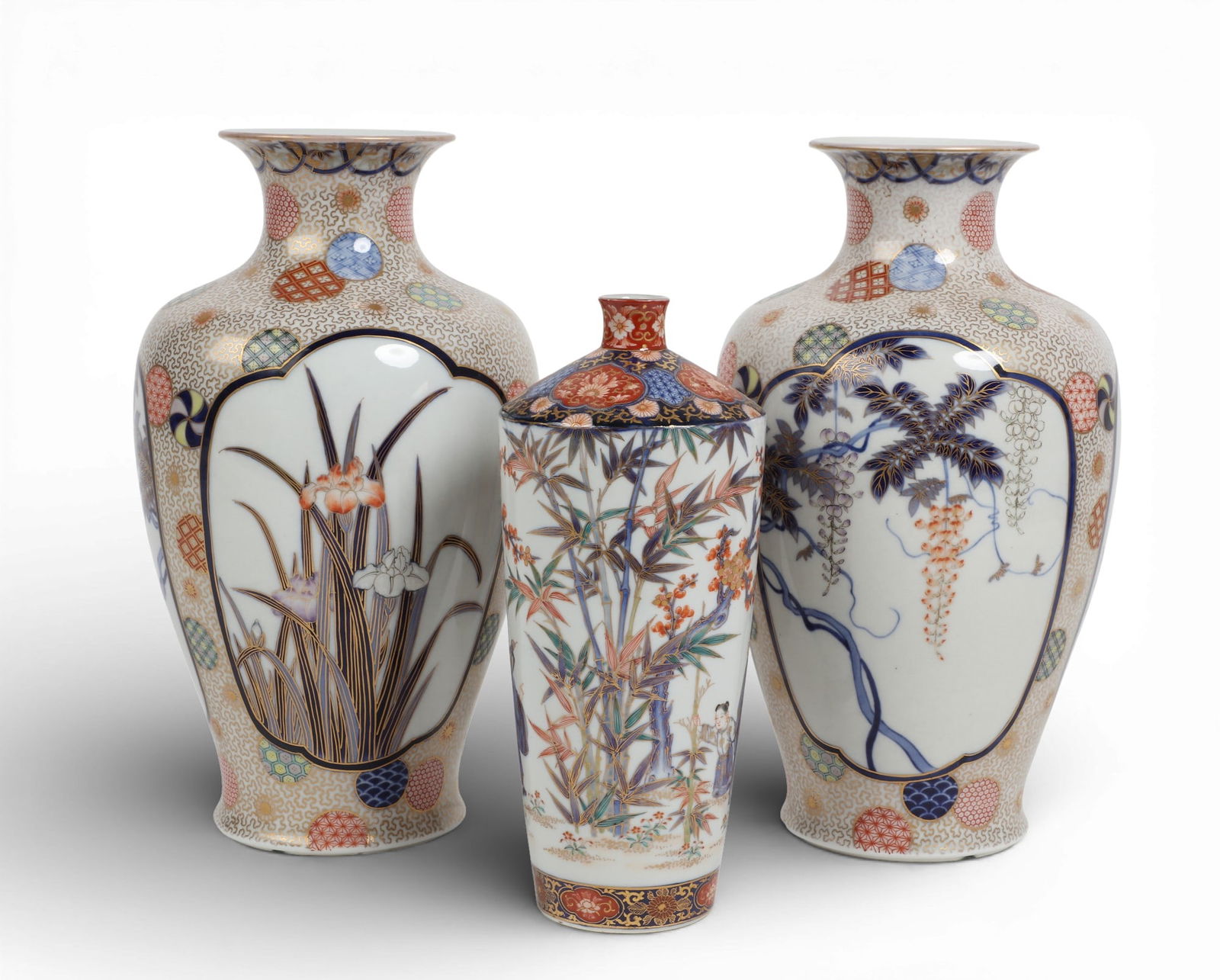 Three Japanese Koransha porcelain vases (1 of 3)