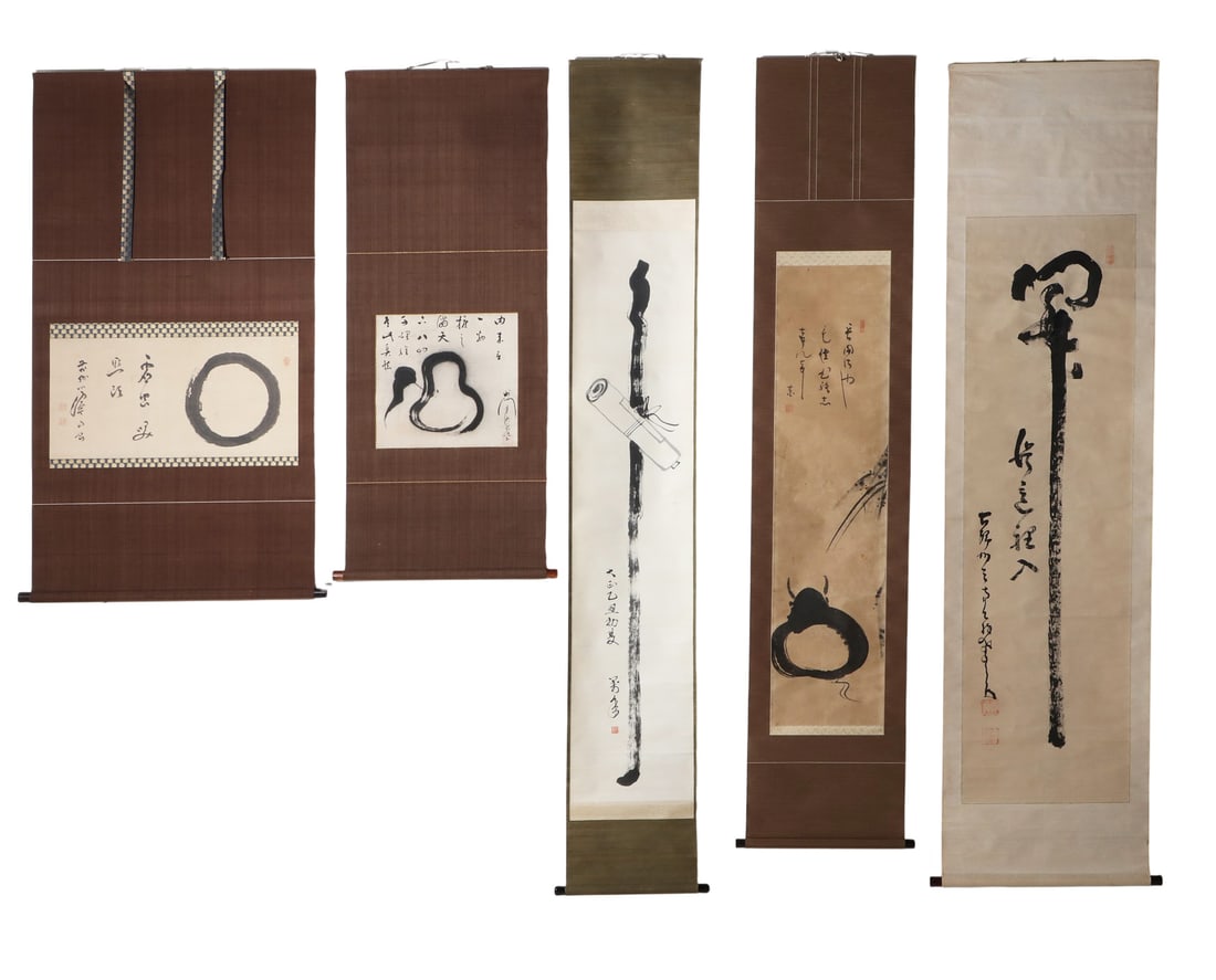 Five Japanese Zen calligraphic / kakemono scrolls (1 of 10)