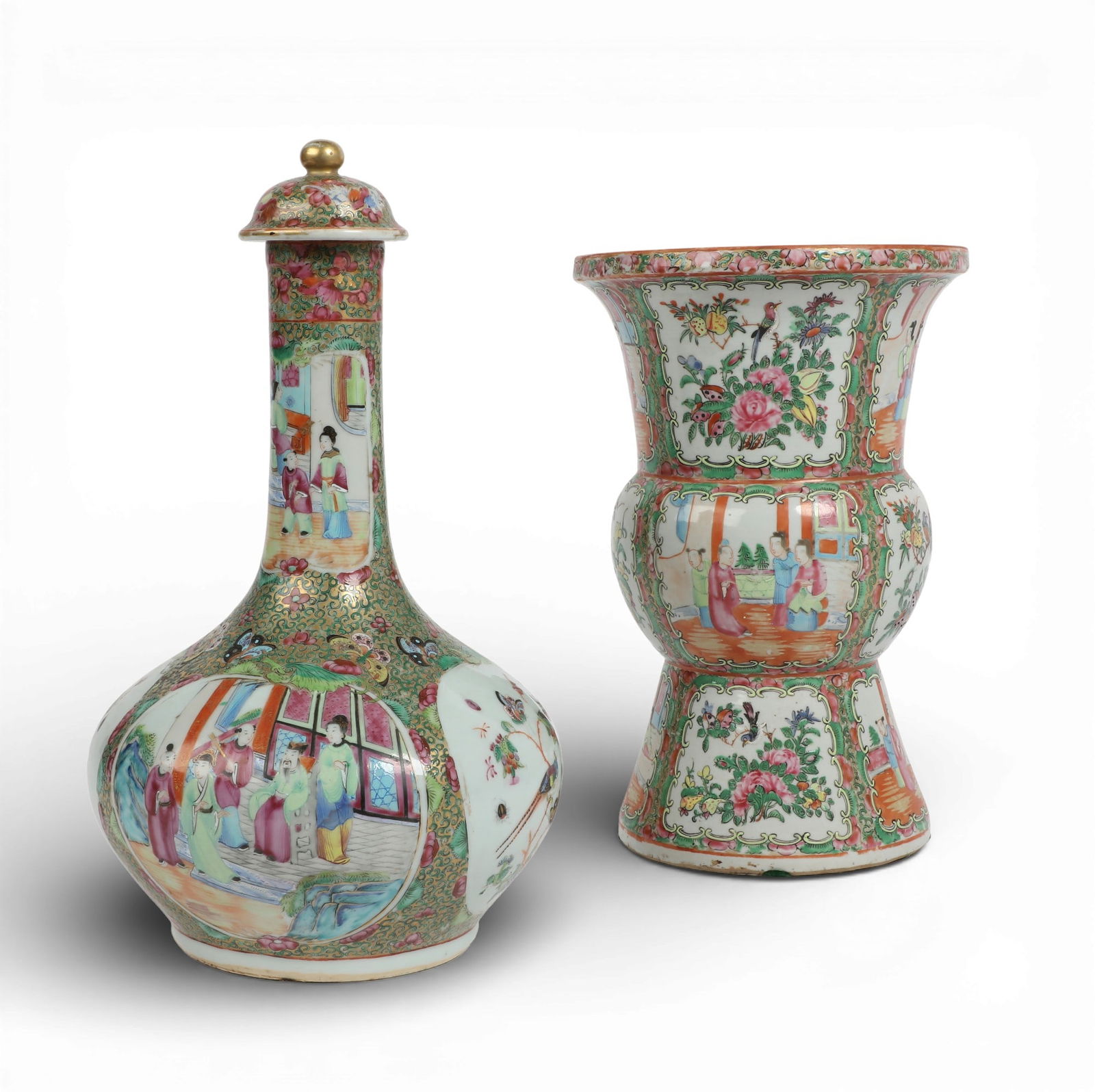 Two Chinese Export Rose Medallion porcelain vases (1 of 6)