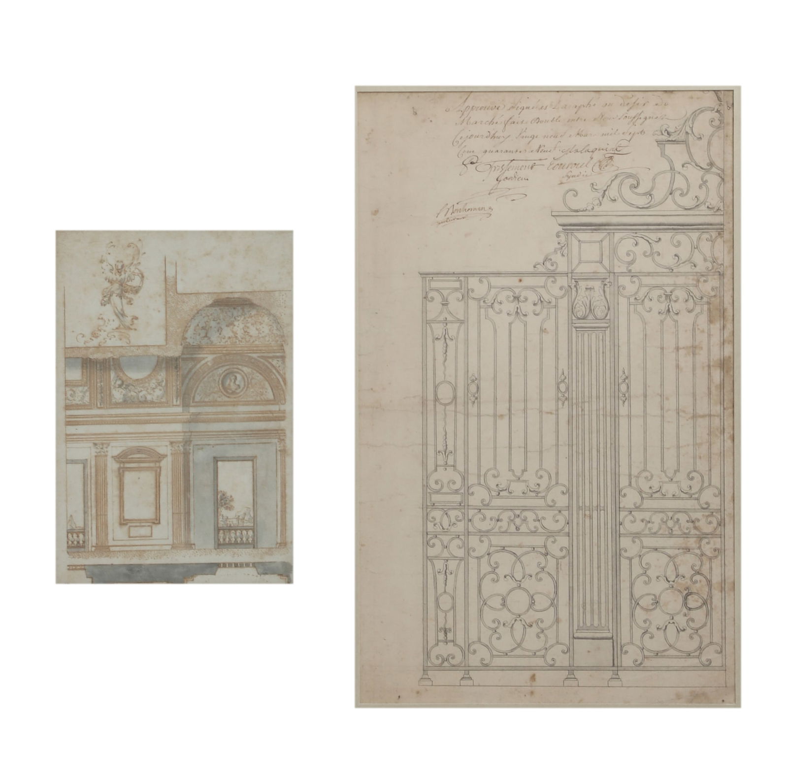Continental School (18th century), Design for a gate, 1749; Design for wall decoration (2) (1 of 4)