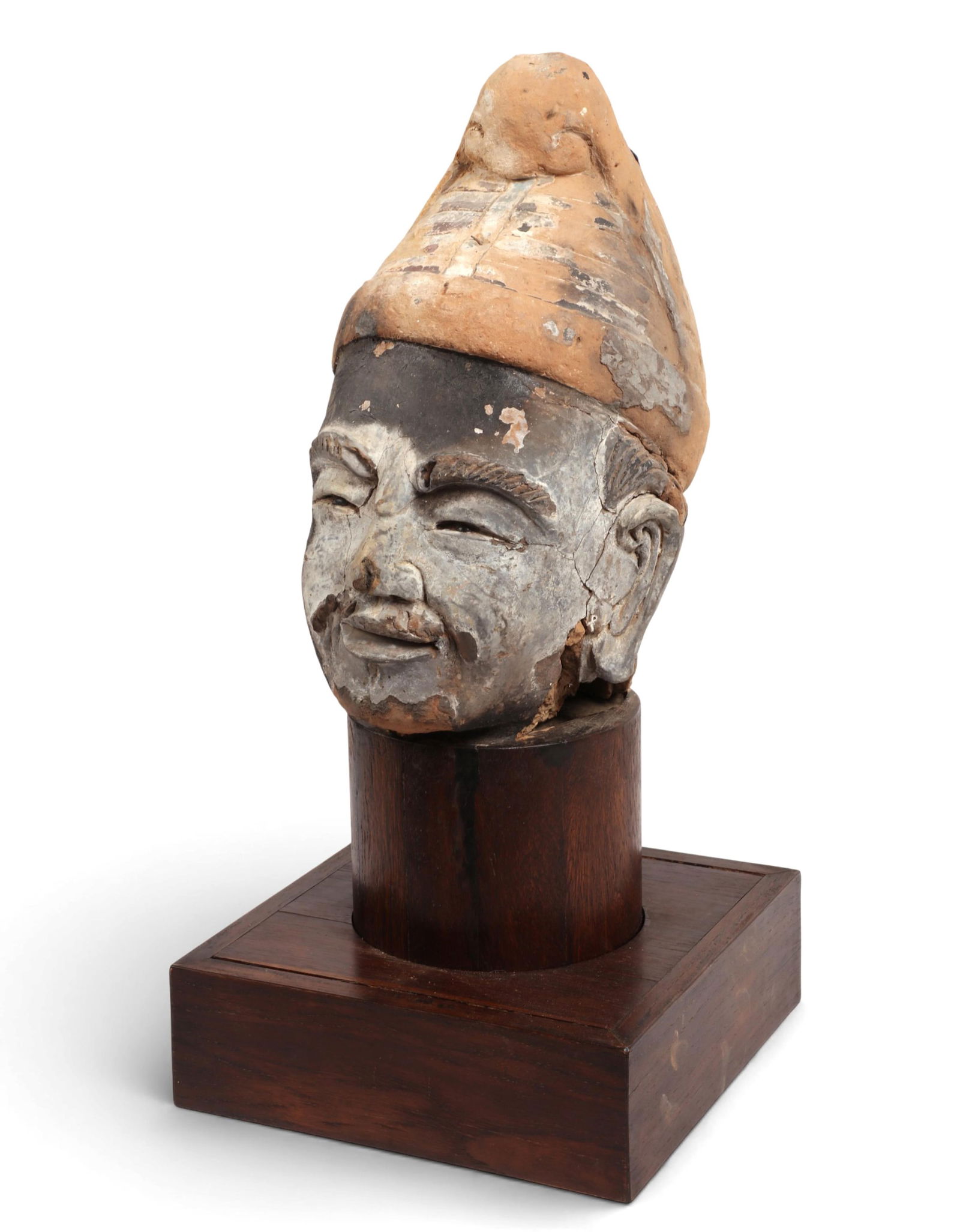 A Chinese painted terracotta bust of a scholar (1 of 6)