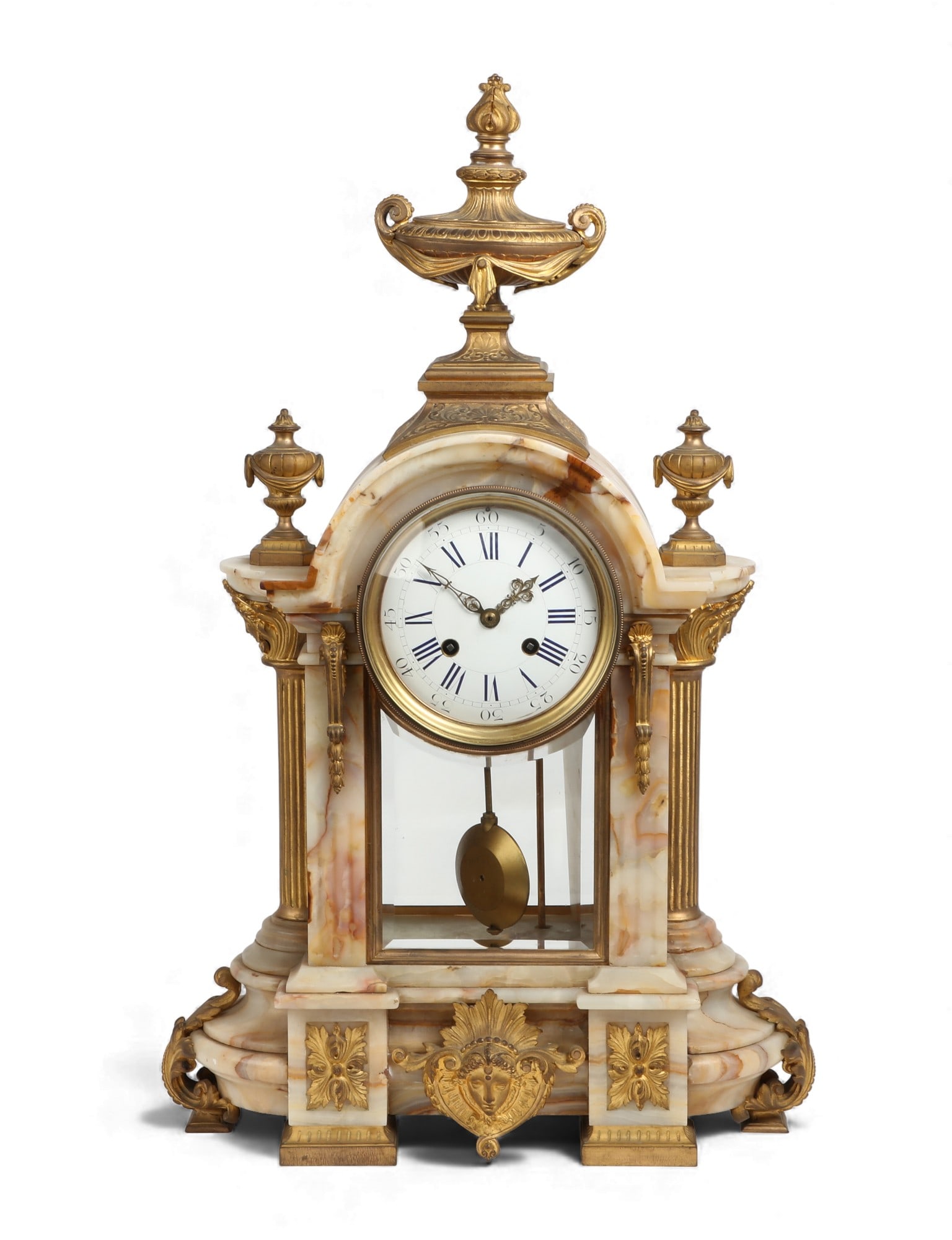 A large French gilt bronze mounted onyx mantel clock, late 19th century (1 of 6)