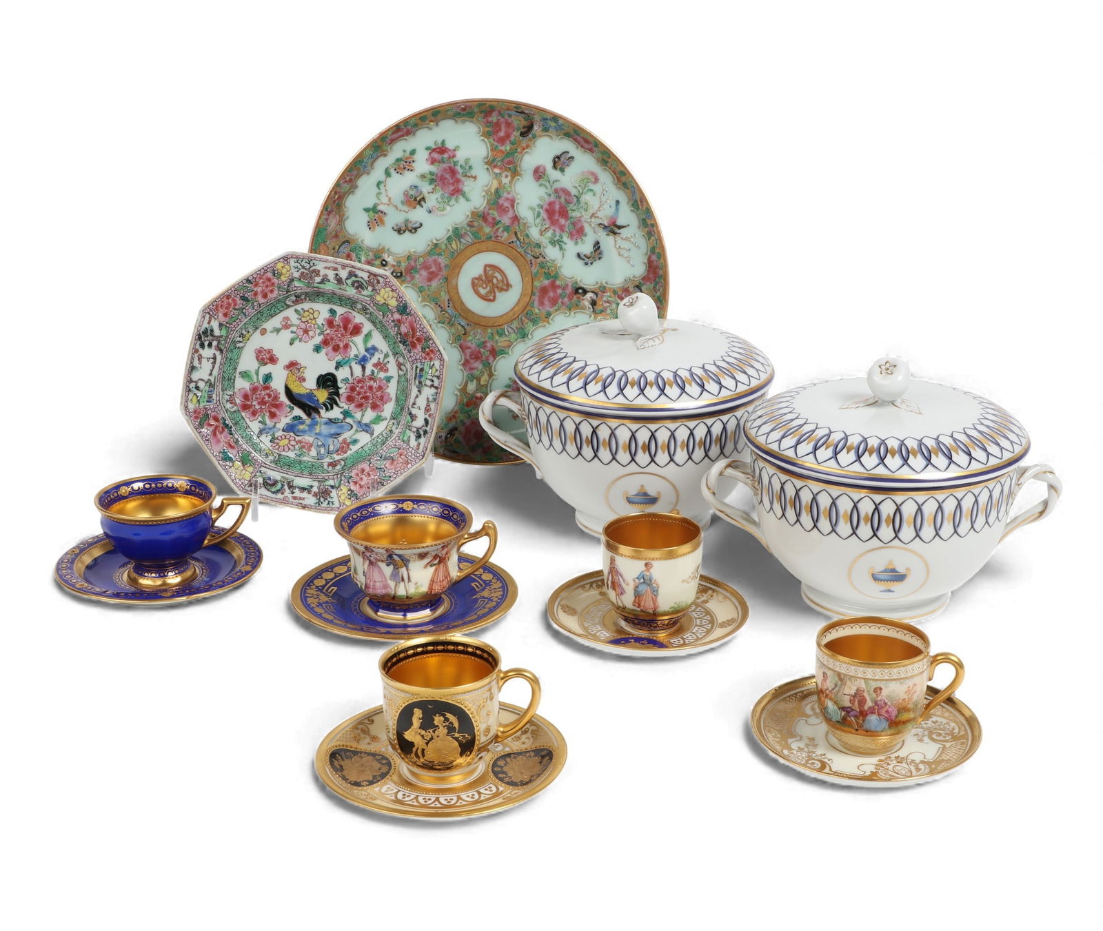 A fourteen piece group of International porcelain tableware, various makers, 19th-20th century (1 of 6)