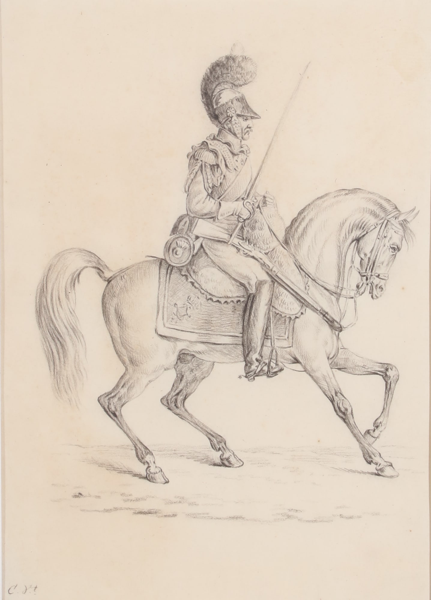 After Carle Vernet (France, 1758-1836), Royal Guard Norman Mounted Dragoon, lithograph (1 of 4)
